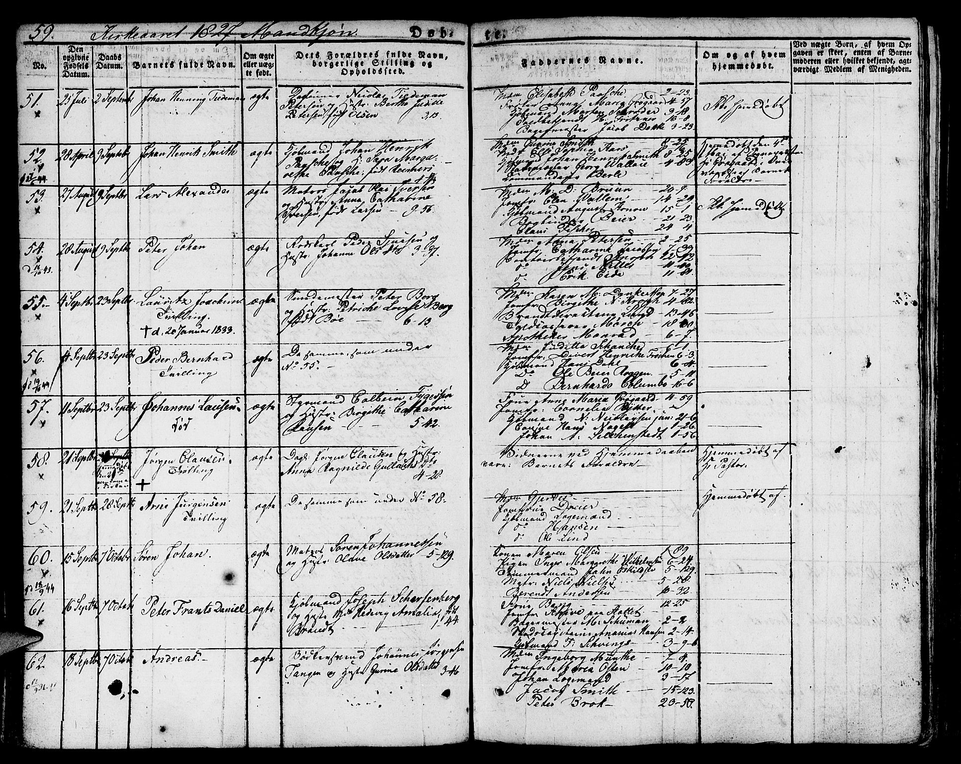 Nykirken Sokneprestembete, SAB/A-77101/H/Hab: Parish register (copy) no. A 5I, 1821-1841, p. 59