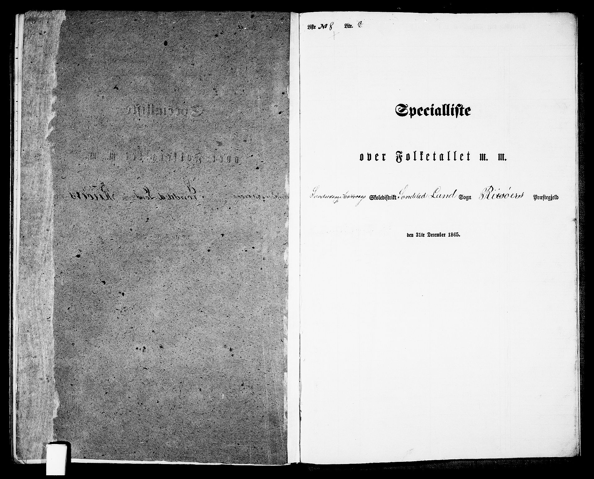 RA, 1865 census for Risør/Søndeled, 1865, p. 145