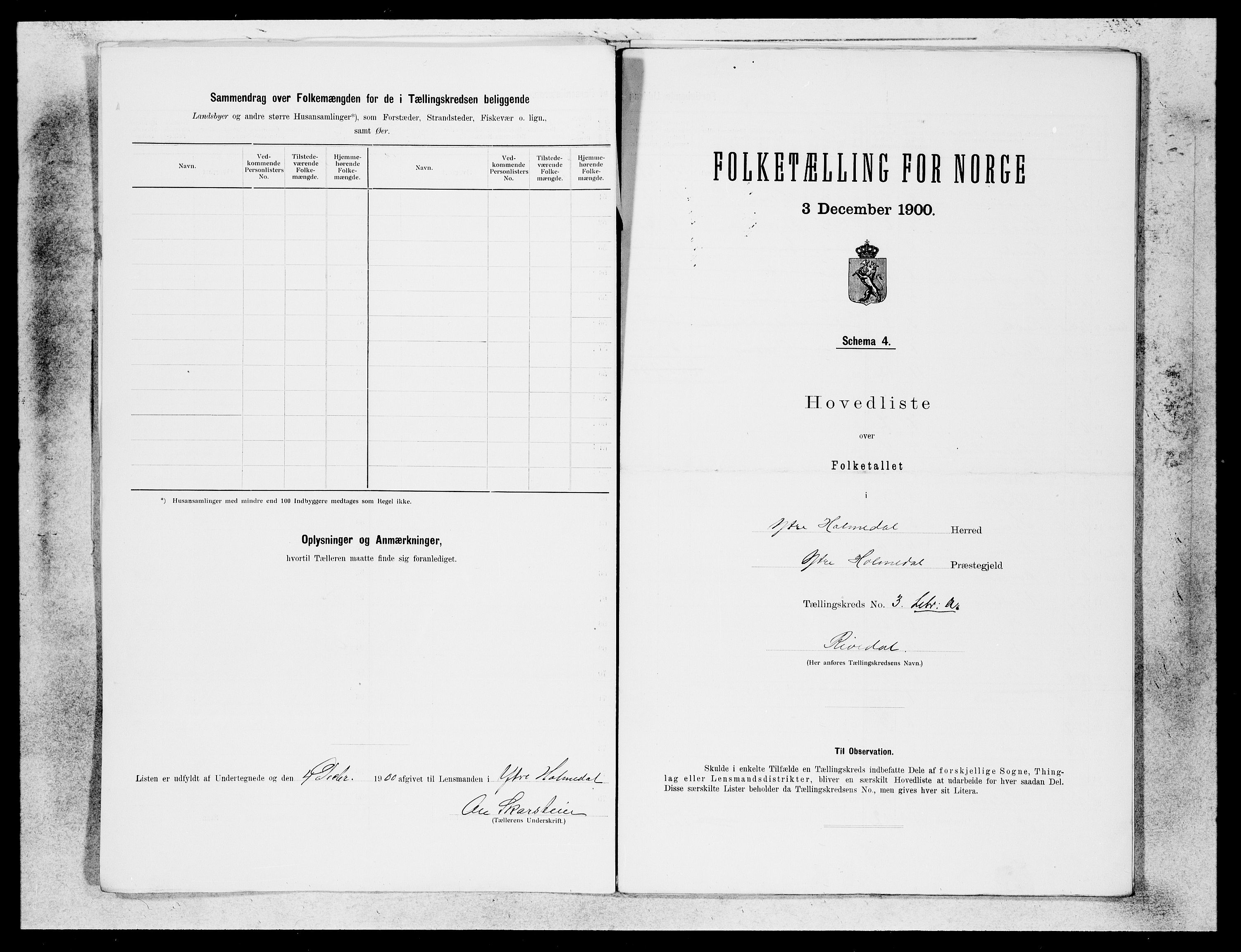 SAB, 1900 census for Ytre Holmedal, 1900, p. 5