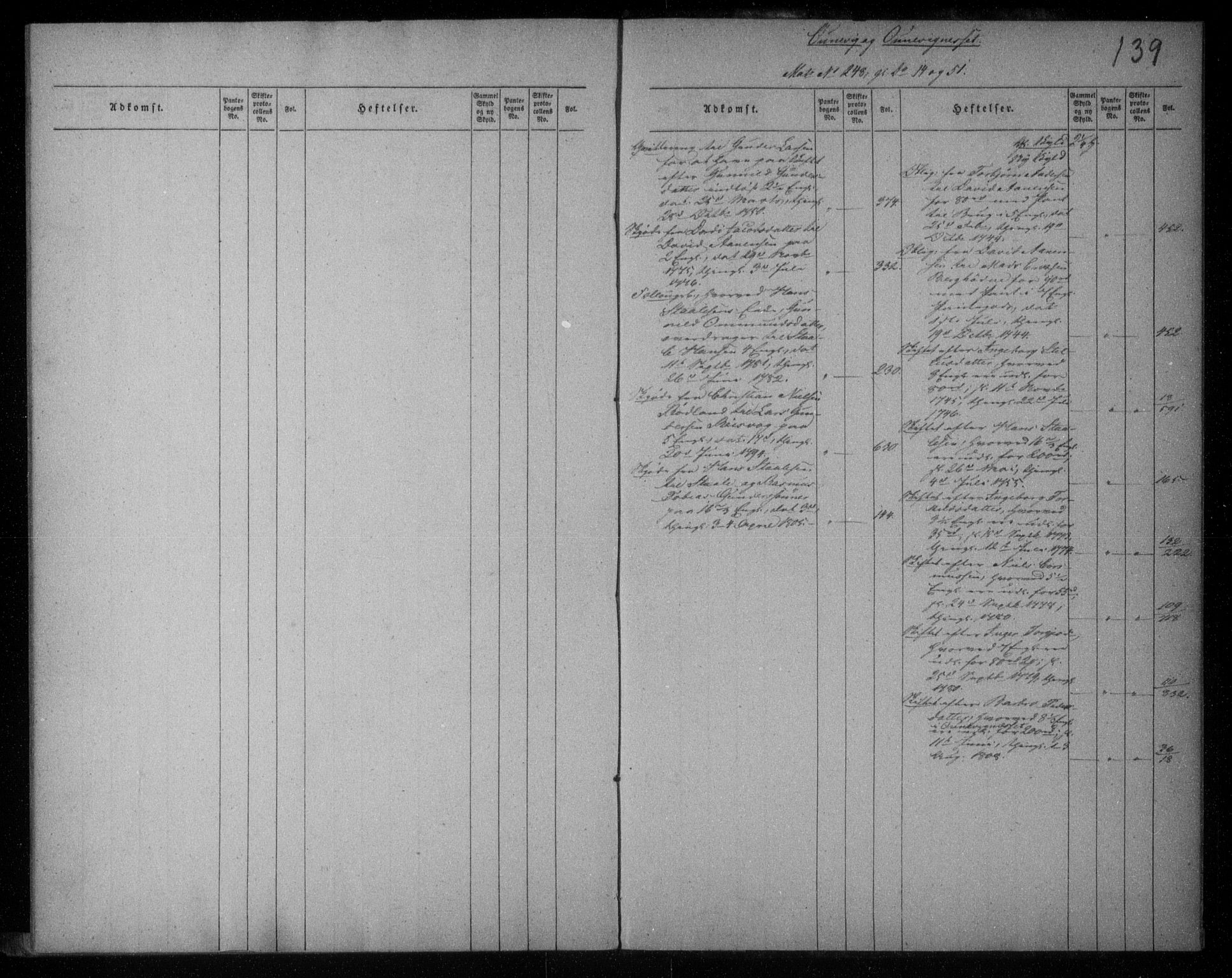 Lister sorenskriveri, SAK/1221-0003/G/Ga/L0010: Mortgage register no. 10, 1738-1810, p. 139