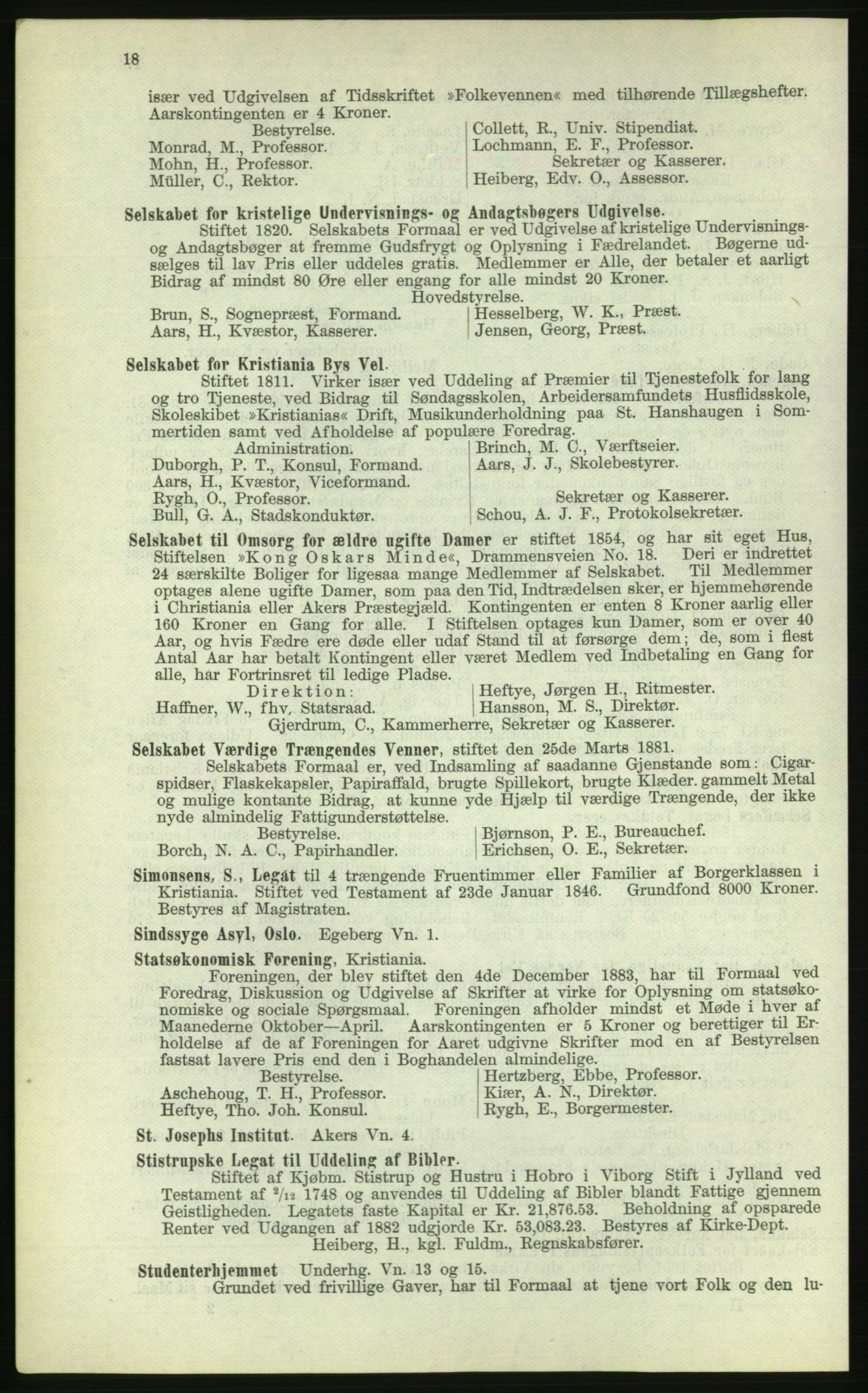 Kristiania/Oslo adressebok, PUBL/-, 1884, p. 18