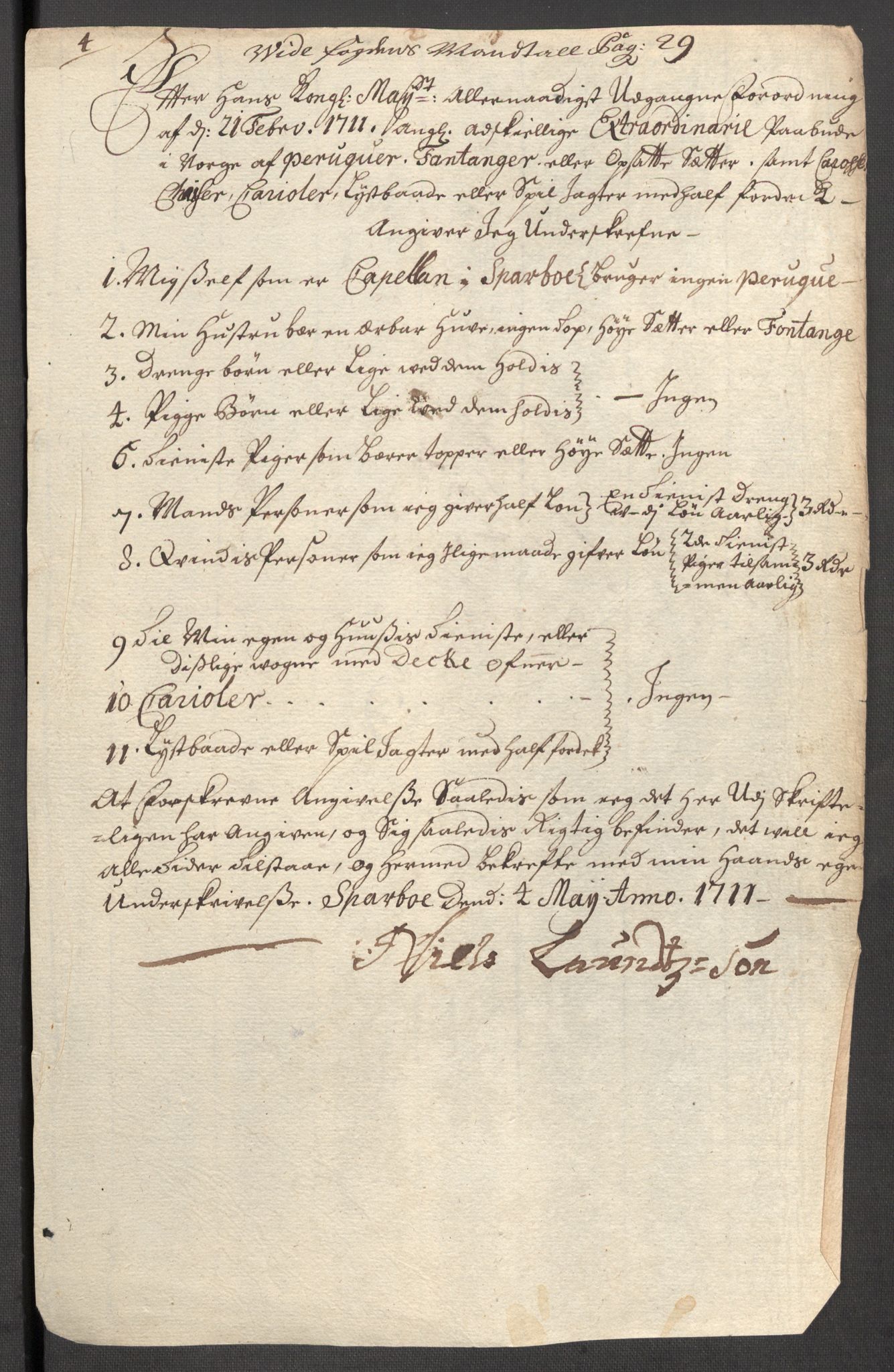 Rentekammeret inntil 1814, Reviderte regnskaper, Fogderegnskap, AV/RA-EA-4092/R63/L4319: Fogderegnskap Inderøy, 1711, p. 293