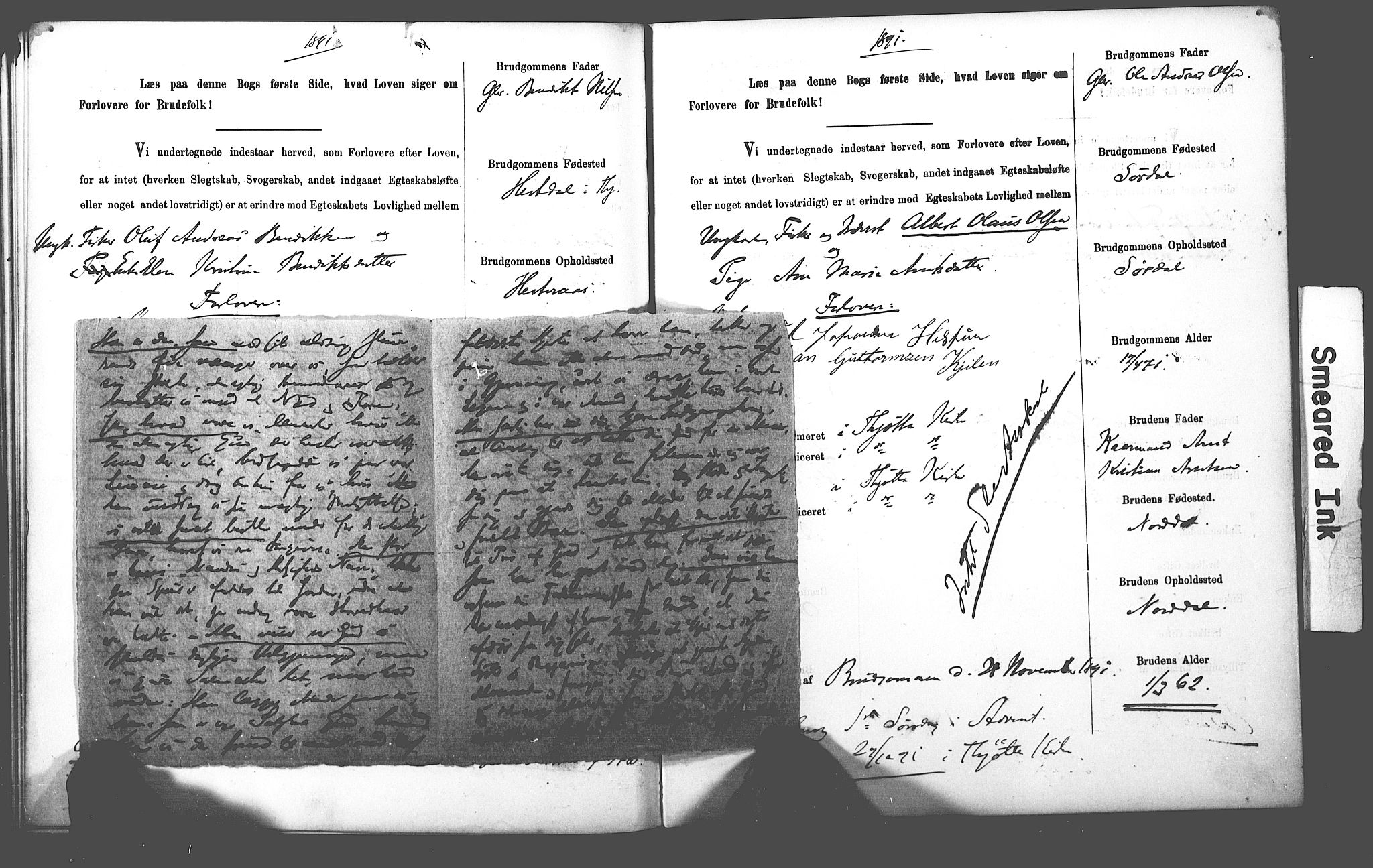 Uten arkivreferanse**, SAT/-: Banns register no. 1 /2 (Trøgstad), 1891-1895