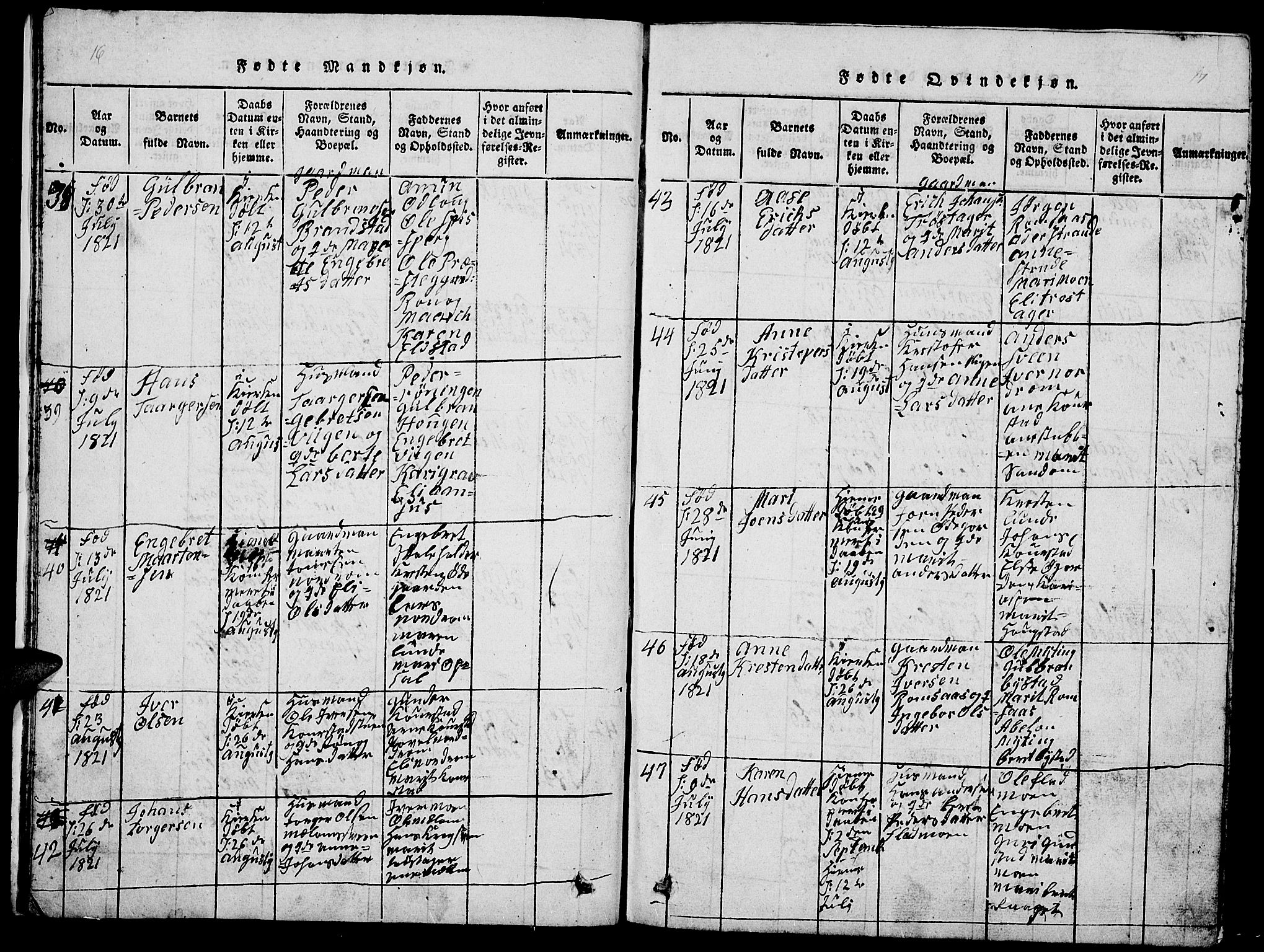 Ringebu prestekontor, AV/SAH-PREST-082/H/Ha/Hab/L0001: Parish register (copy) no. 1, 1821-1839, p. 16-17