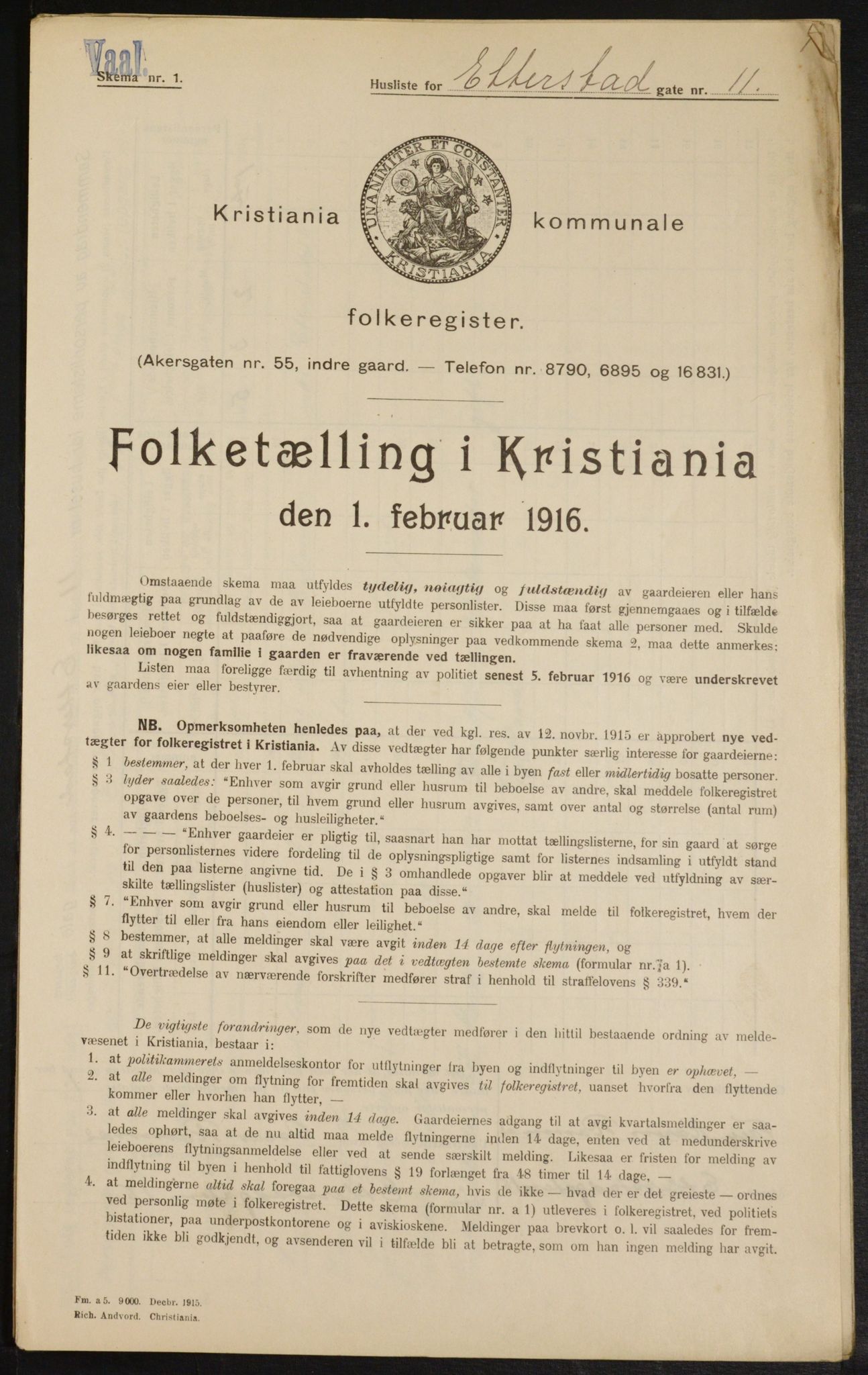 OBA, Municipal Census 1916 for Kristiania, 1916, p. 22746