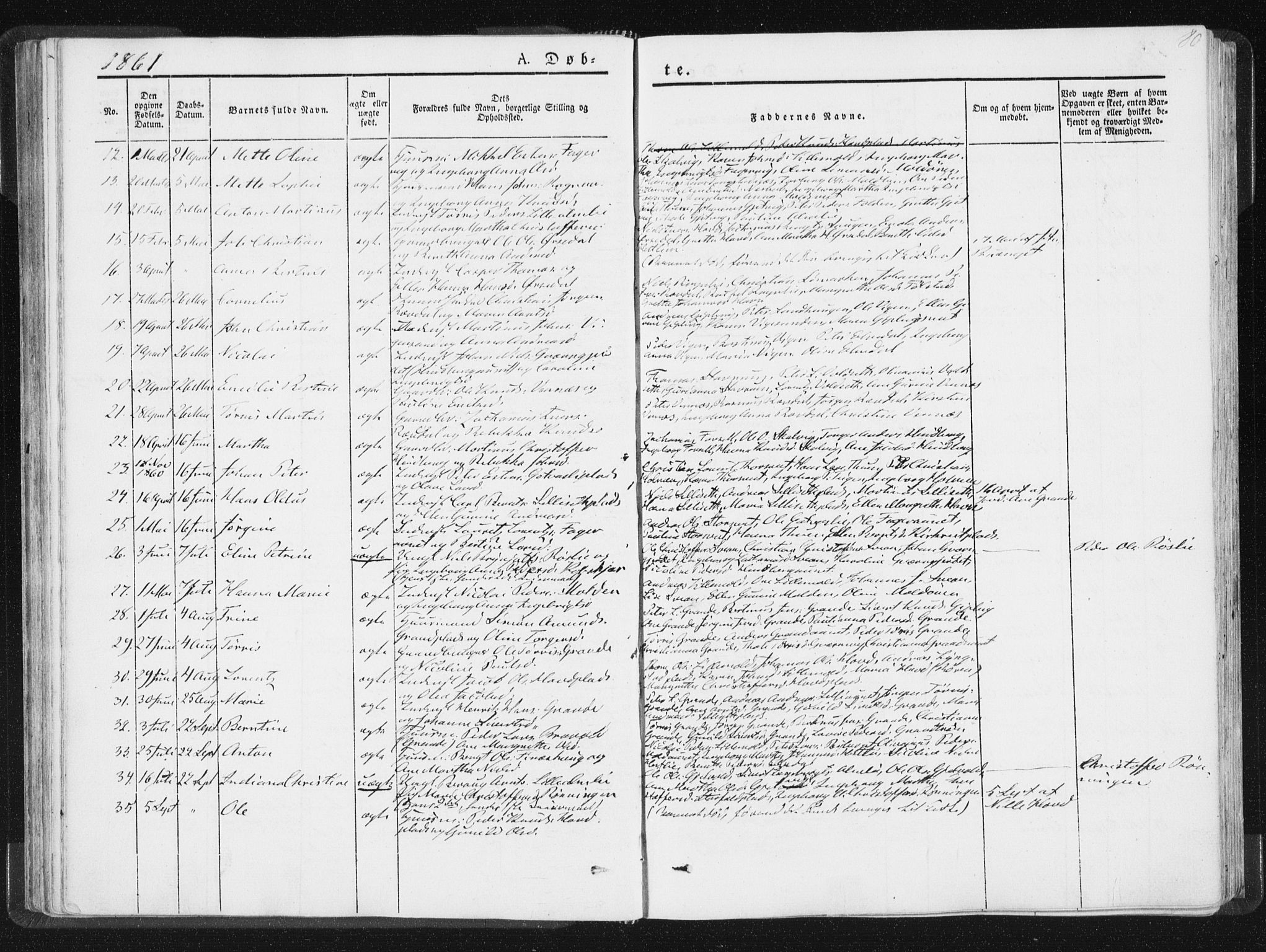 Ministerialprotokoller, klokkerbøker og fødselsregistre - Nord-Trøndelag, SAT/A-1458/744/L0418: Parish register (official) no. 744A02, 1843-1866, p. 80