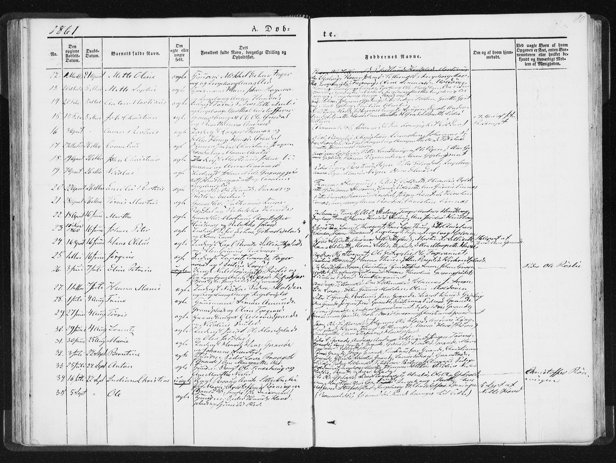 Ministerialprotokoller, klokkerbøker og fødselsregistre - Nord-Trøndelag, AV/SAT-A-1458/744/L0418: Parish register (official) no. 744A02, 1843-1866, p. 80