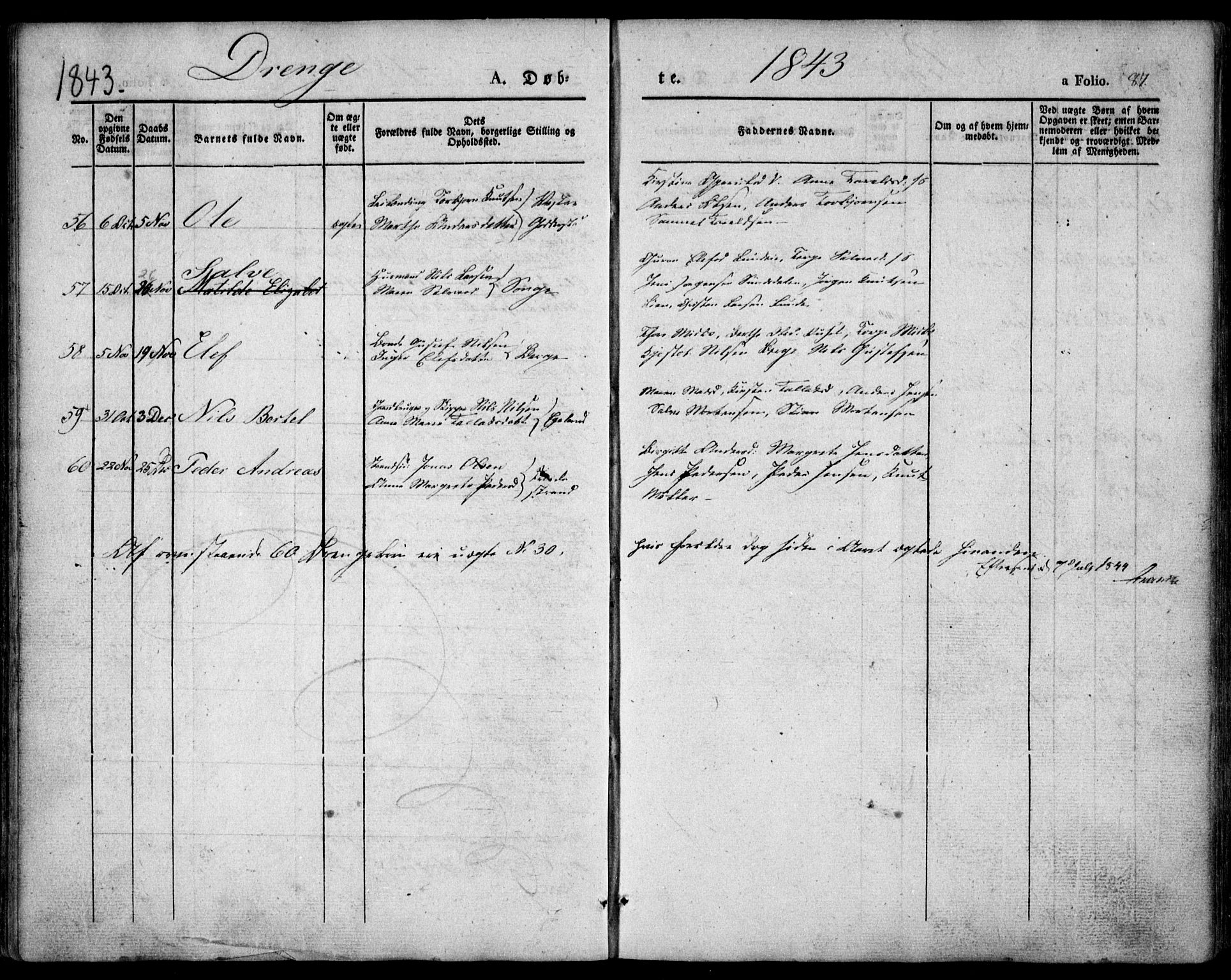 Holt sokneprestkontor, AV/SAK-1111-0021/F/Fa/L0007: Parish register (official) no. A 7, 1836-1848, p. 87