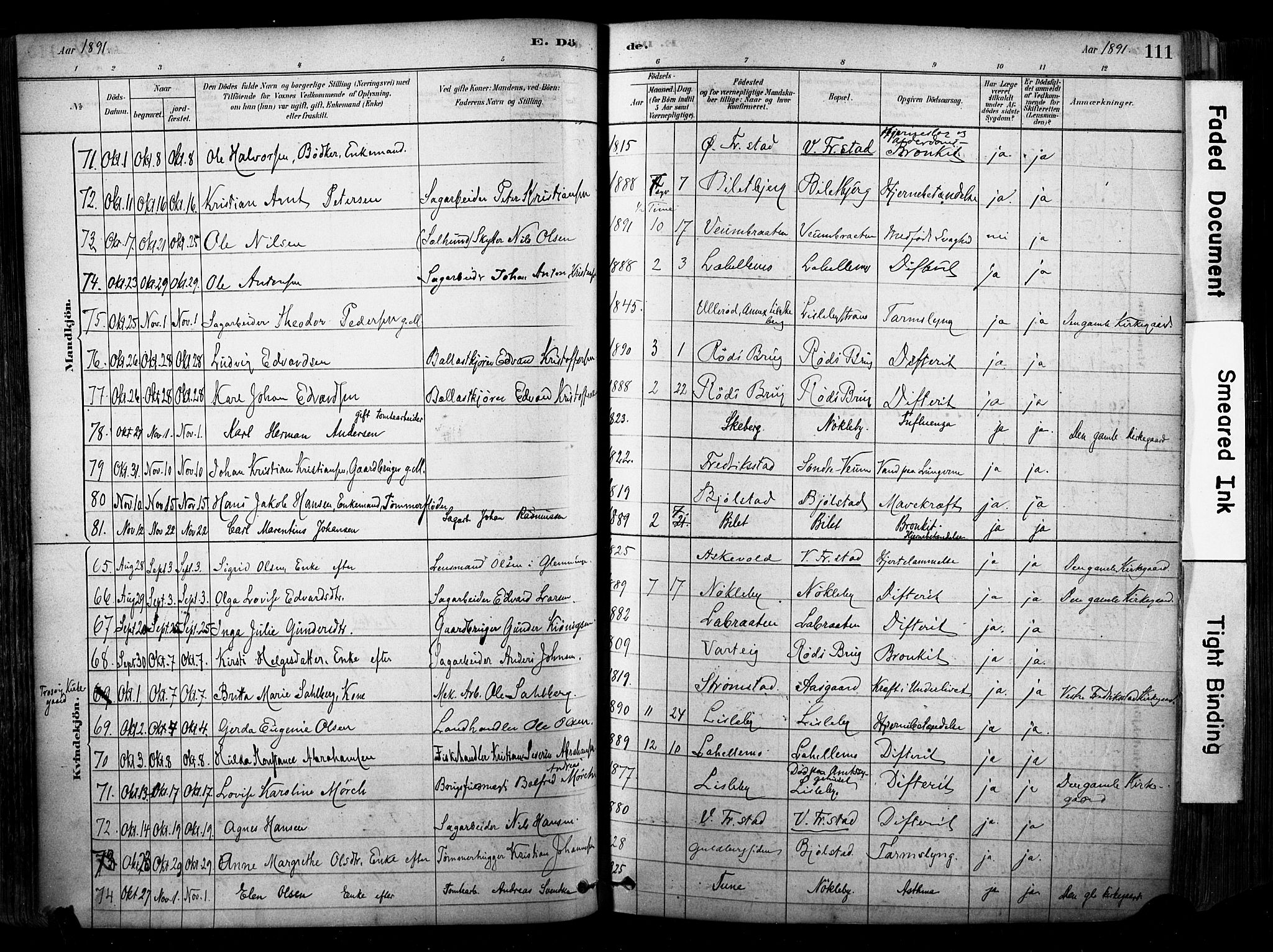 Glemmen prestekontor Kirkebøker, SAO/A-10908/F/Fa/L0012: Parish register (official) no. 12, 1878-1973, p. 111