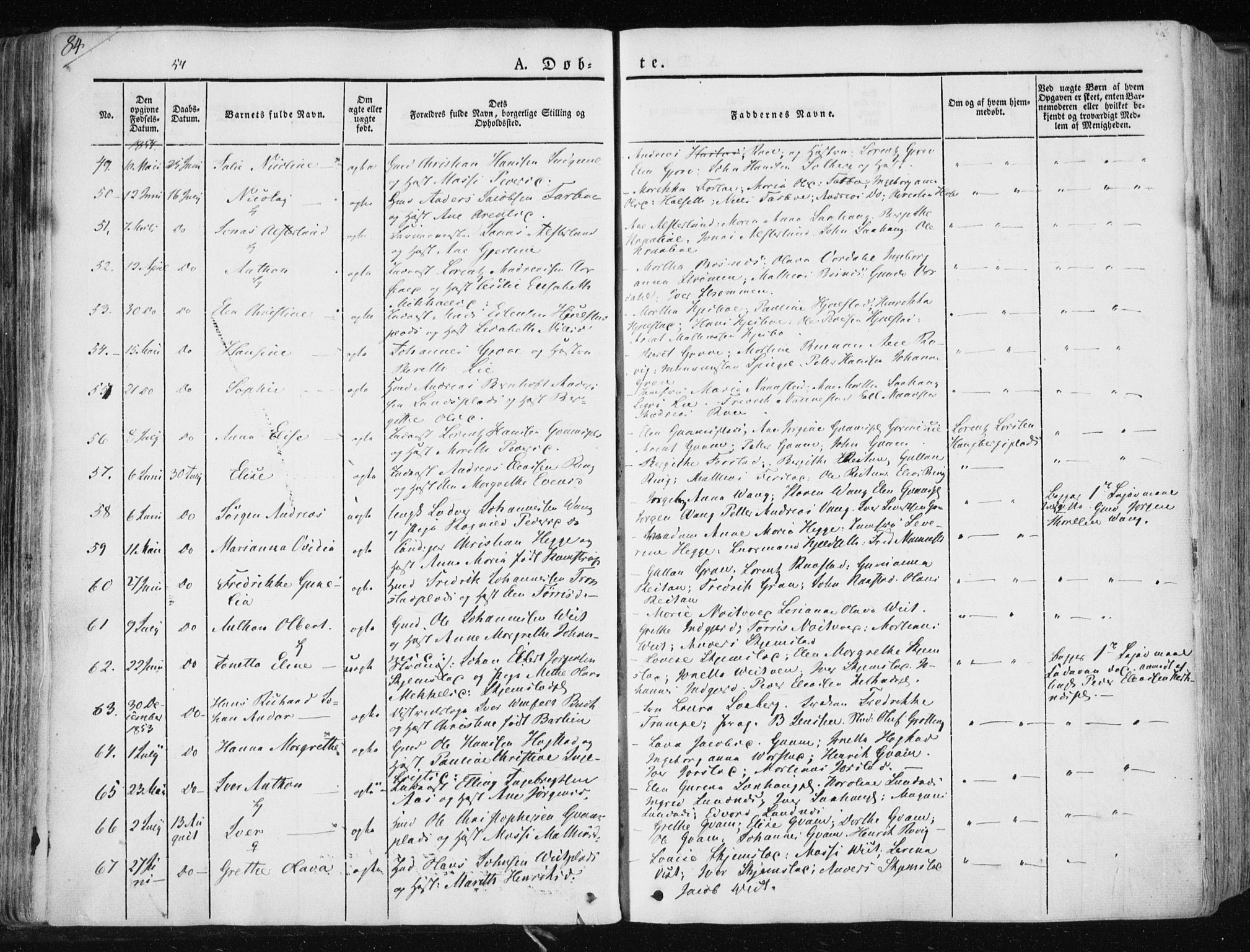 Ministerialprotokoller, klokkerbøker og fødselsregistre - Nord-Trøndelag, AV/SAT-A-1458/730/L0280: Parish register (official) no. 730A07 /1, 1840-1854, p. 84