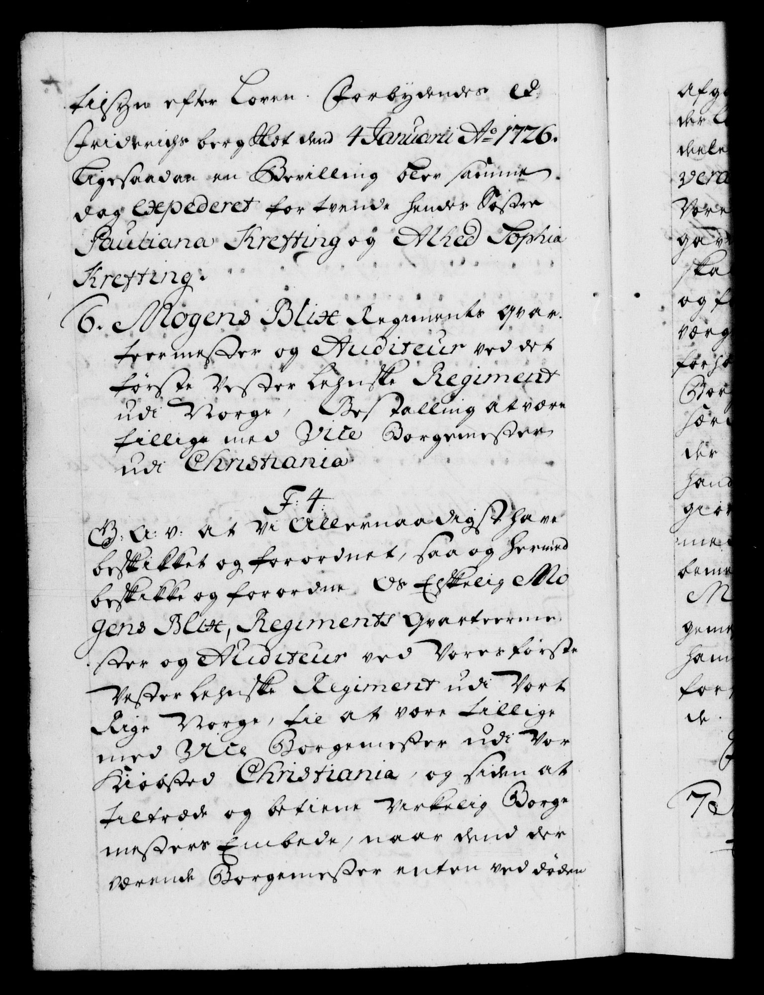 Danske Kanselli 1572-1799, AV/RA-EA-3023/F/Fc/Fca/Fcaa/L0025: Norske registre, 1726-1728, p. 4b