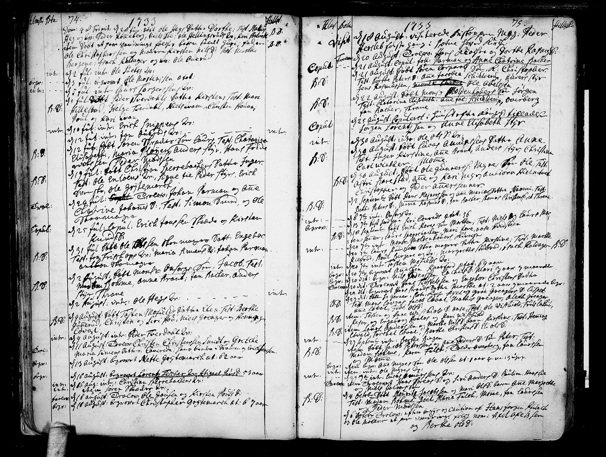 Botne kirkebøker, SAKO/A-340/F/Fa/L0001a: Parish register (official) no. I 1A, 1707-1778, p. 74-75