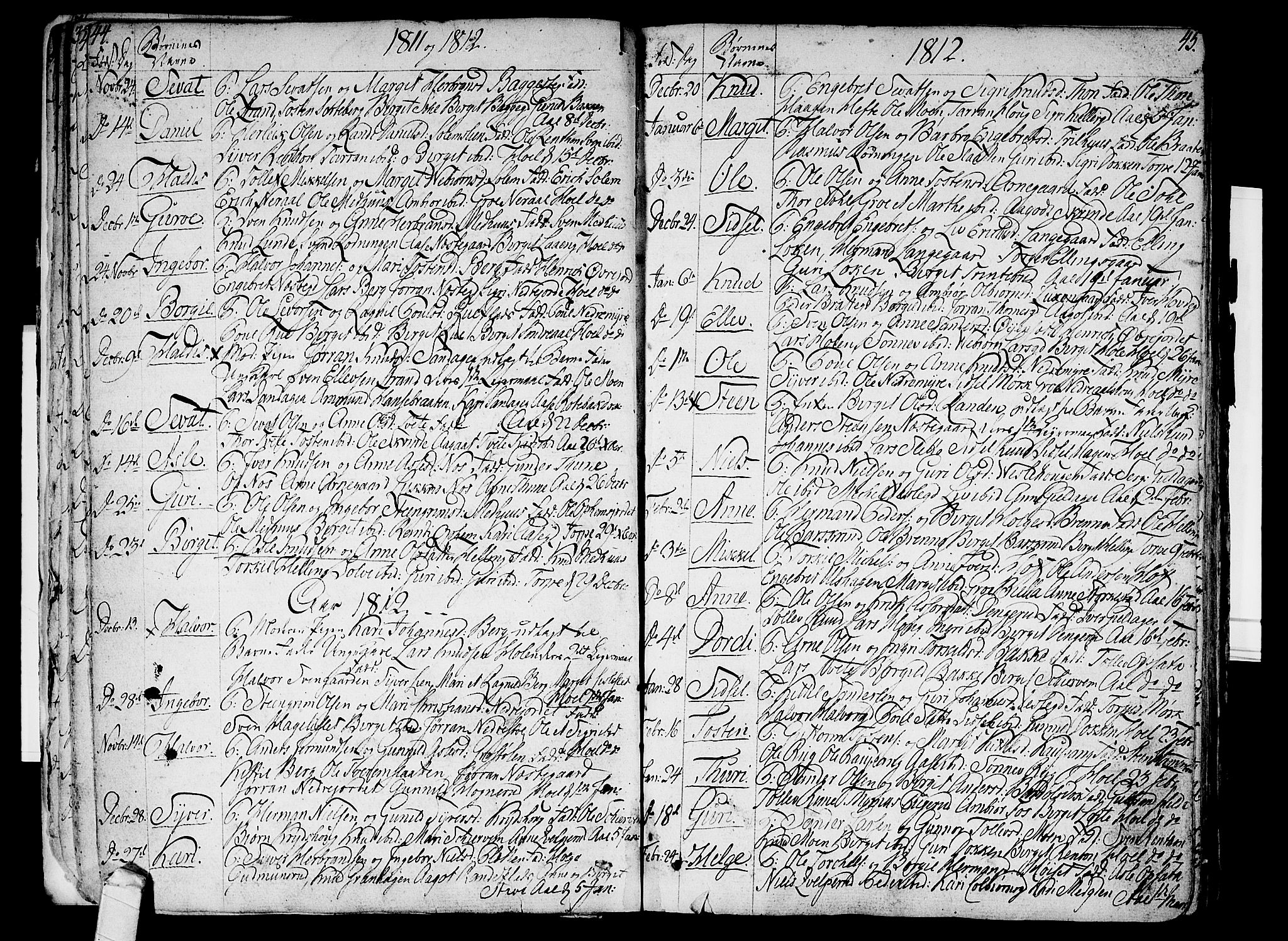 Ål kirkebøker, AV/SAKO-A-249/F/Fa/L0003: Parish register (official) no. I 3, 1807-1814, p. 44-45