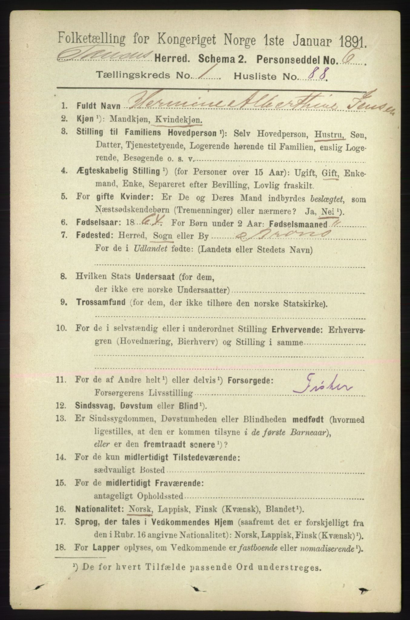 RA, 1891 census for 2025 Tana, 1891, p. 639