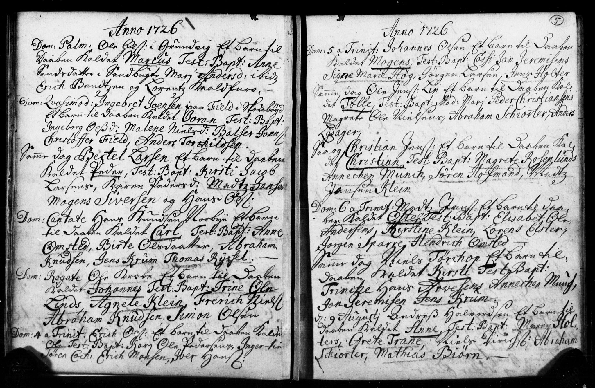 Strømsø kirkebøker, AV/SAKO-A-246/F/Fb/L0001: Parish register (official) no. II 1, 1725-1737, p. 5