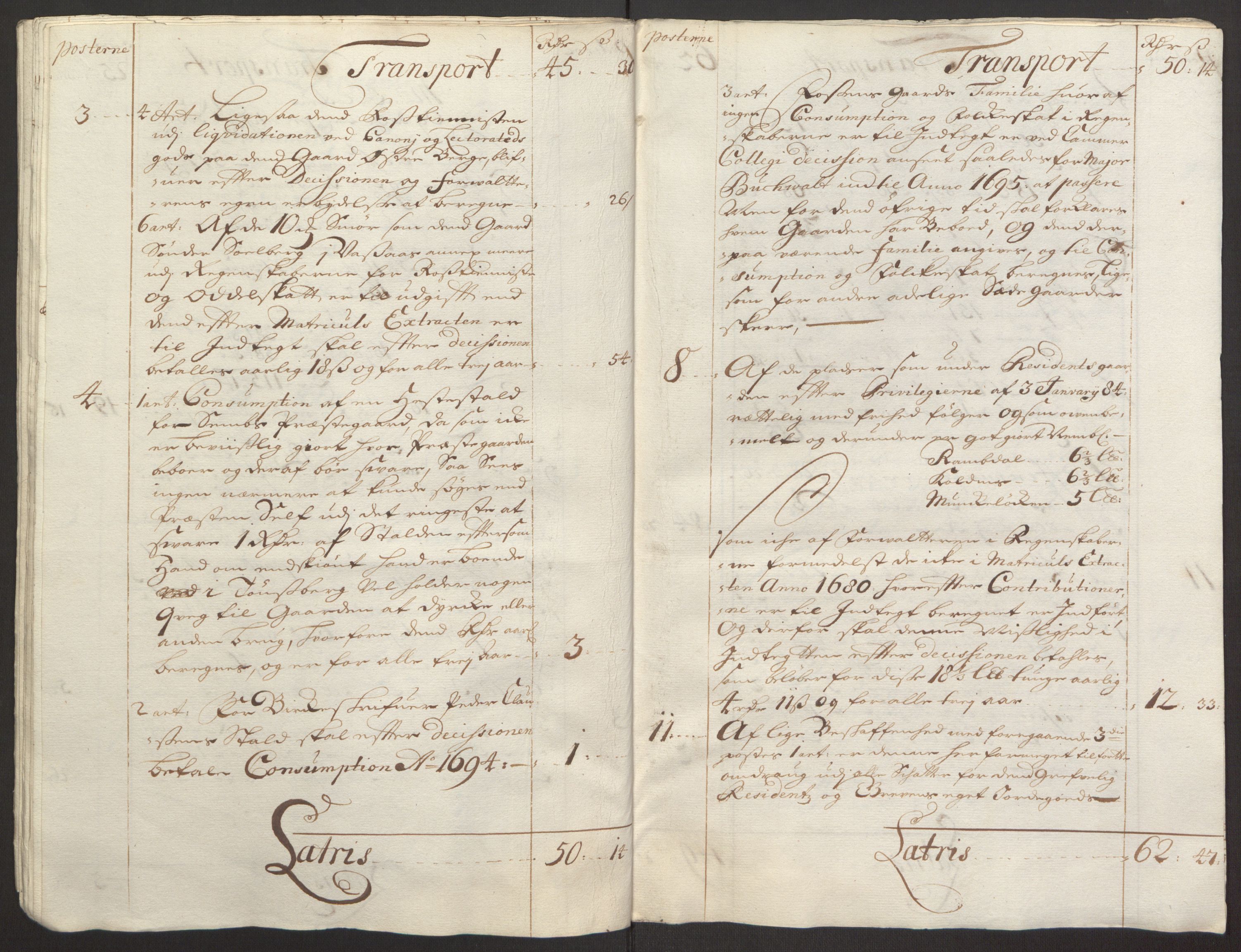 Rentekammeret inntil 1814, Reviderte regnskaper, Fogderegnskap, AV/RA-EA-4092/R32/L1867: Fogderegnskap Jarlsberg grevskap, 1694-1696, p. 448