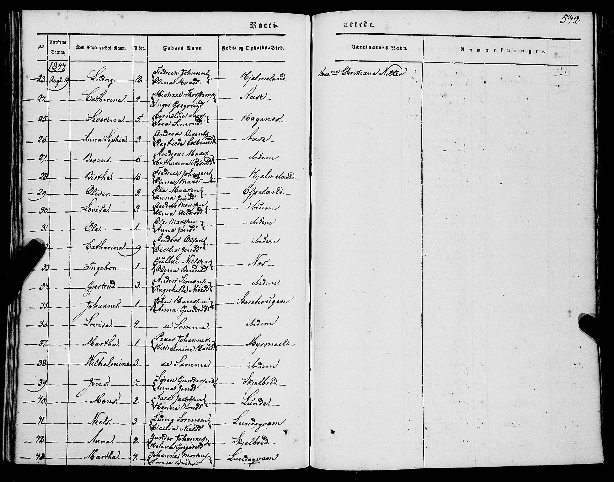 Gaular sokneprestembete, SAB/A-80001/H/Haa: Parish register (official) no. A 4II, 1841-1859, p. 542
