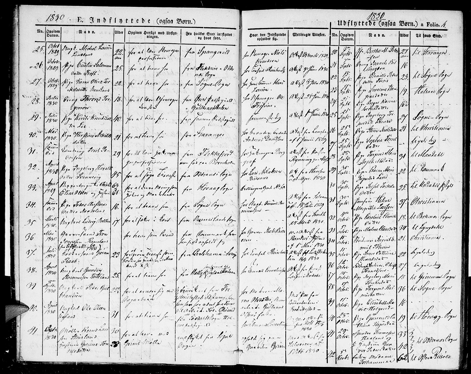 Kristiansand domprosti, SAK/1112-0006/F/Fb/L0008: Parish register (copy) no. B 8, 1830-1836, p. 4