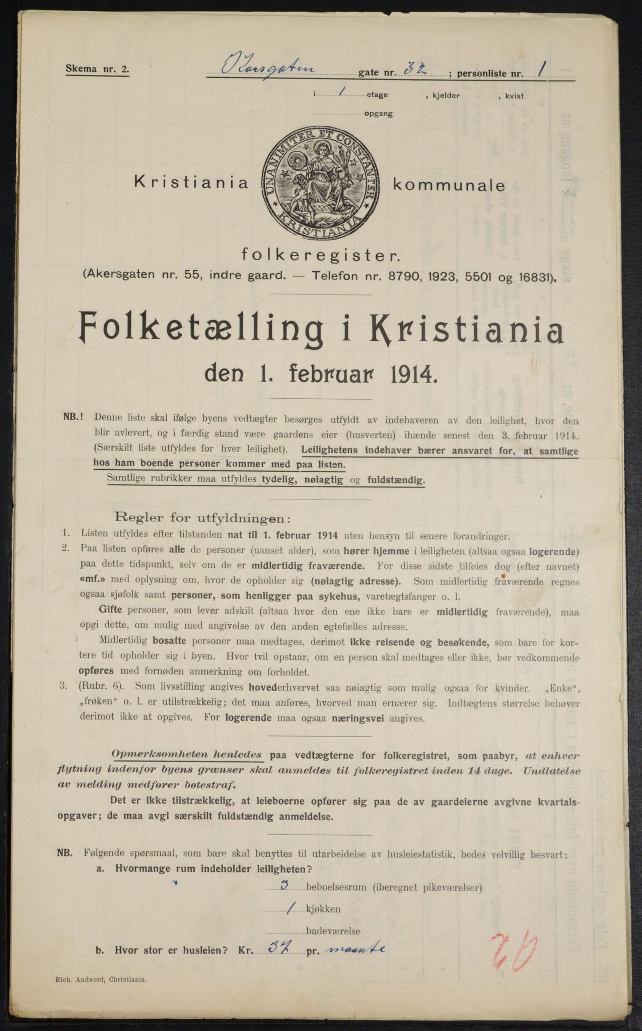 OBA, Municipal Census 1914 for Kristiania, 1914, p. 53819