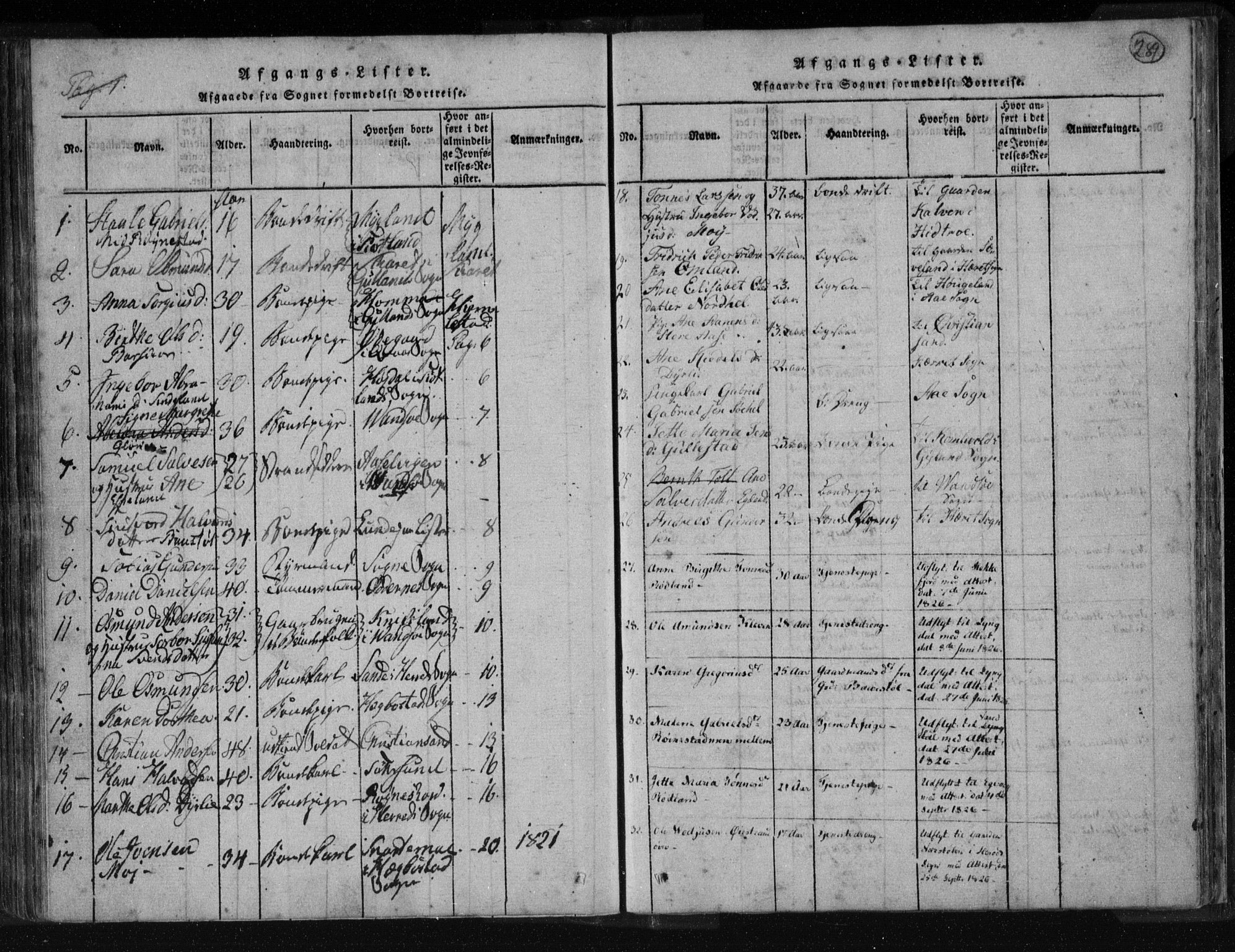 Kvinesdal sokneprestkontor, AV/SAK-1111-0026/F/Fa/Fab/L0003: Parish register (official) no. A 3, 1815-1829, p. 289