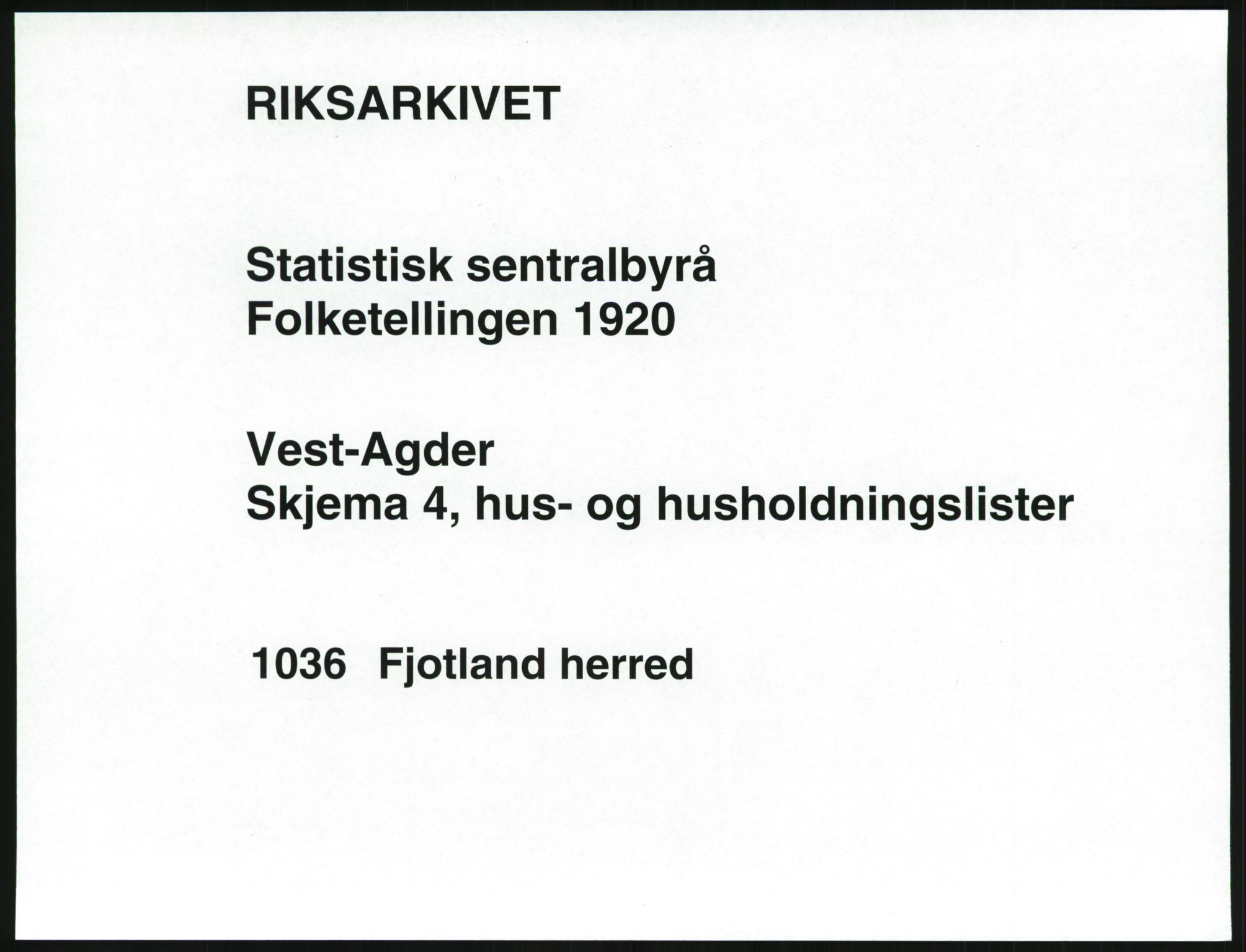 SAK, 1920 census for Fjotland, 1920, p. 34