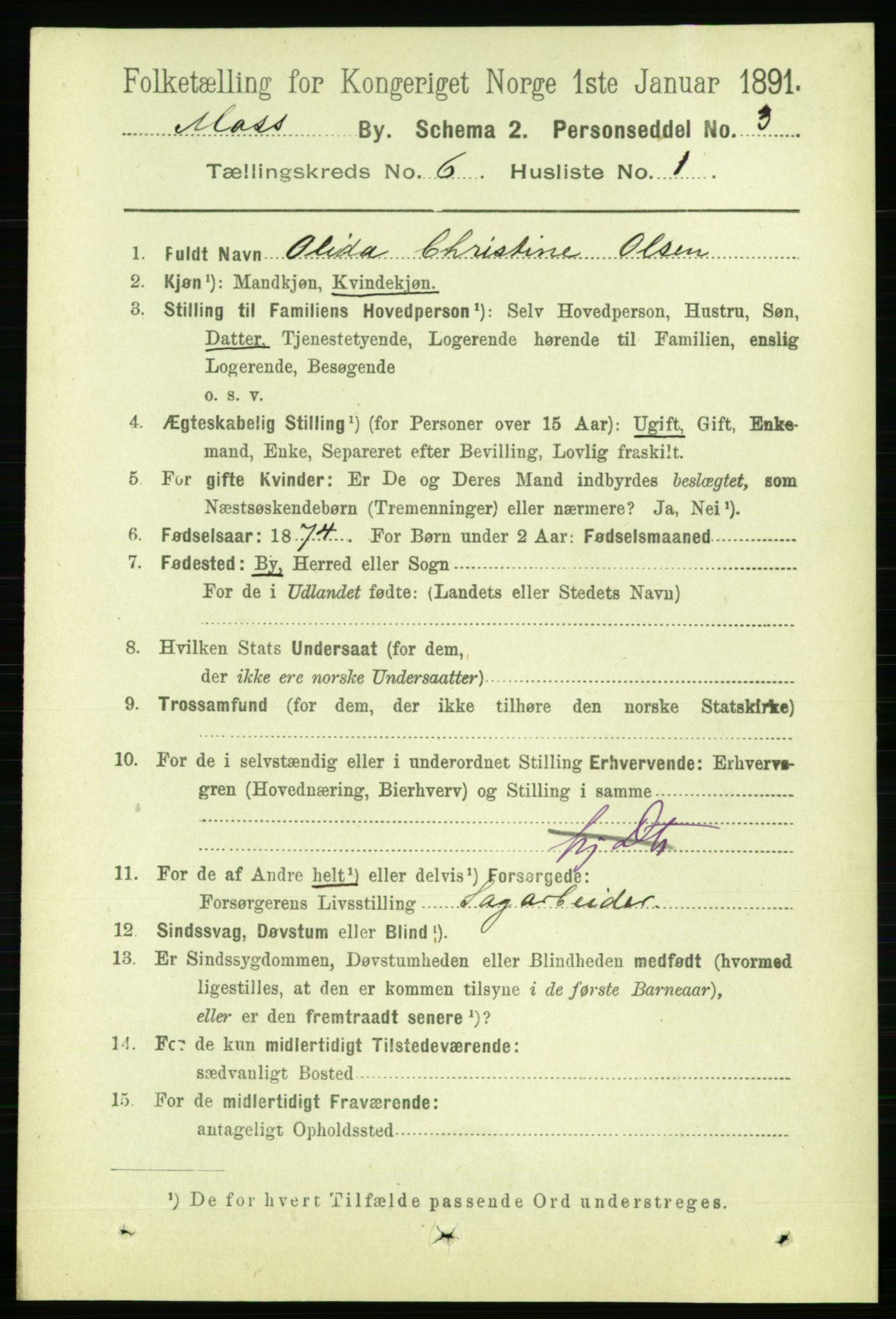 RA, 1891 census for 0104 Moss, 1891, p. 3248