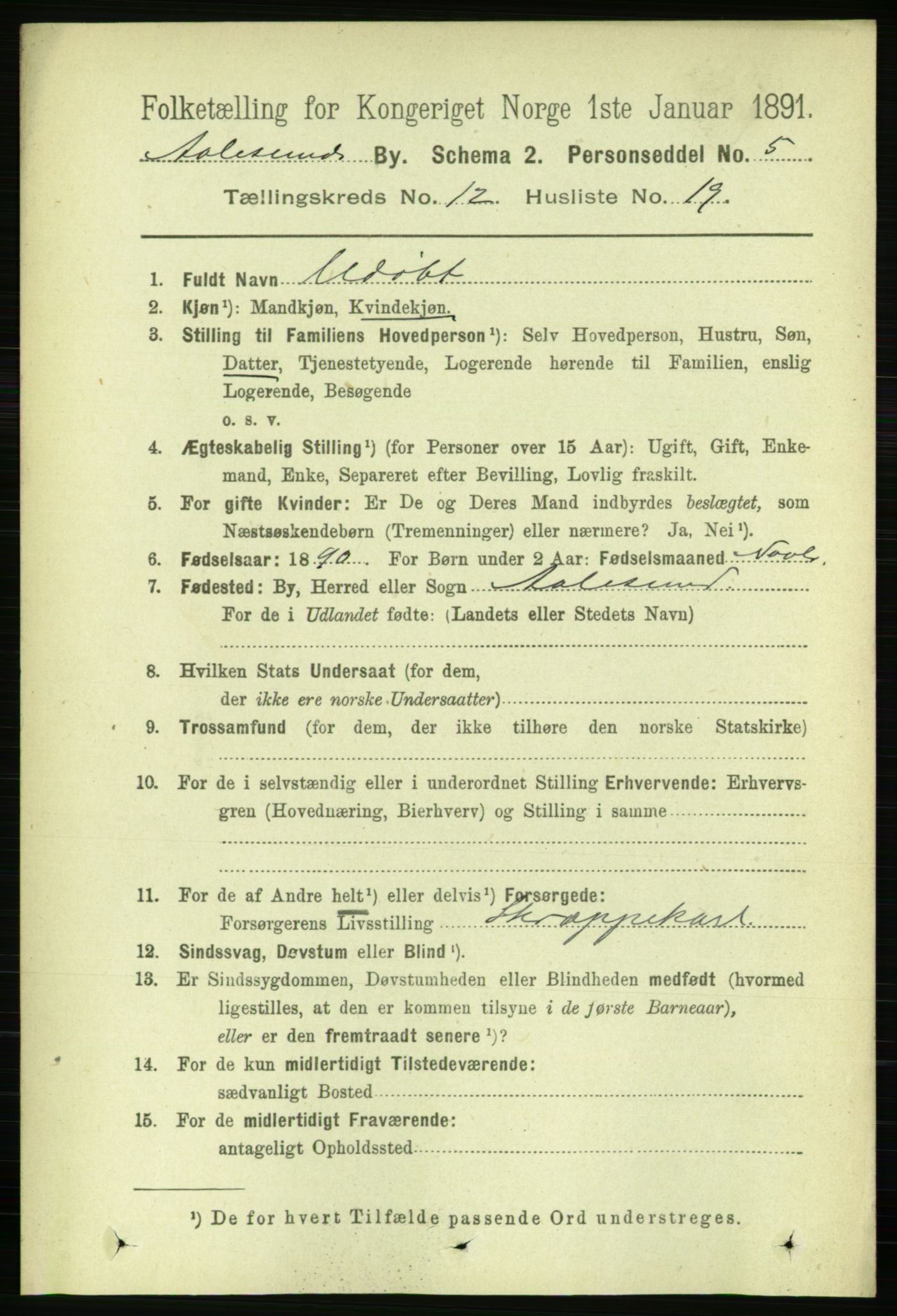 RA, 1891 census for 1501 Ålesund, 1891, p. 7801