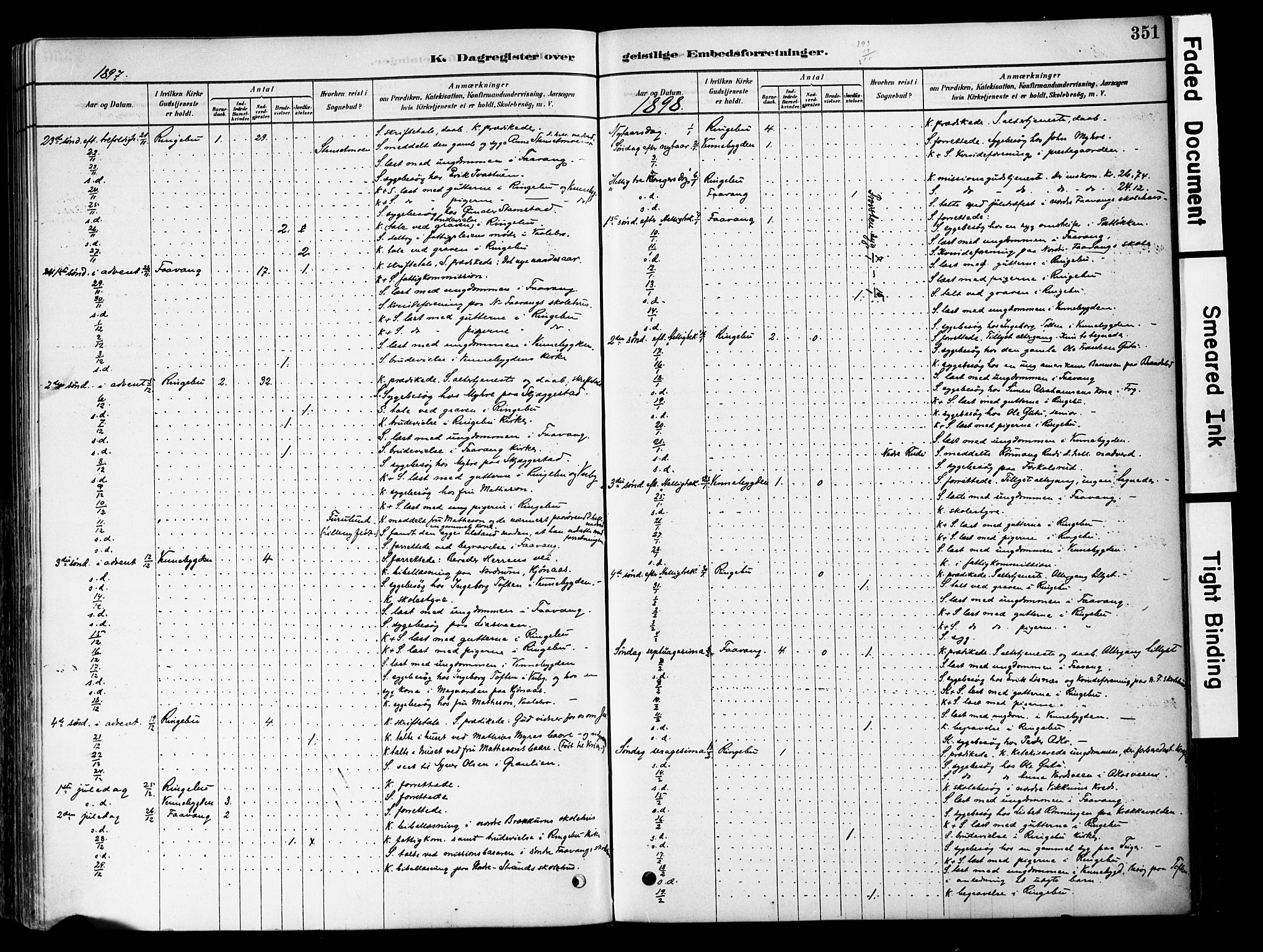 Ringebu prestekontor, SAH/PREST-082/H/Ha/Haa/L0008: Parish register (official) no. 8, 1878-1898, p. 351