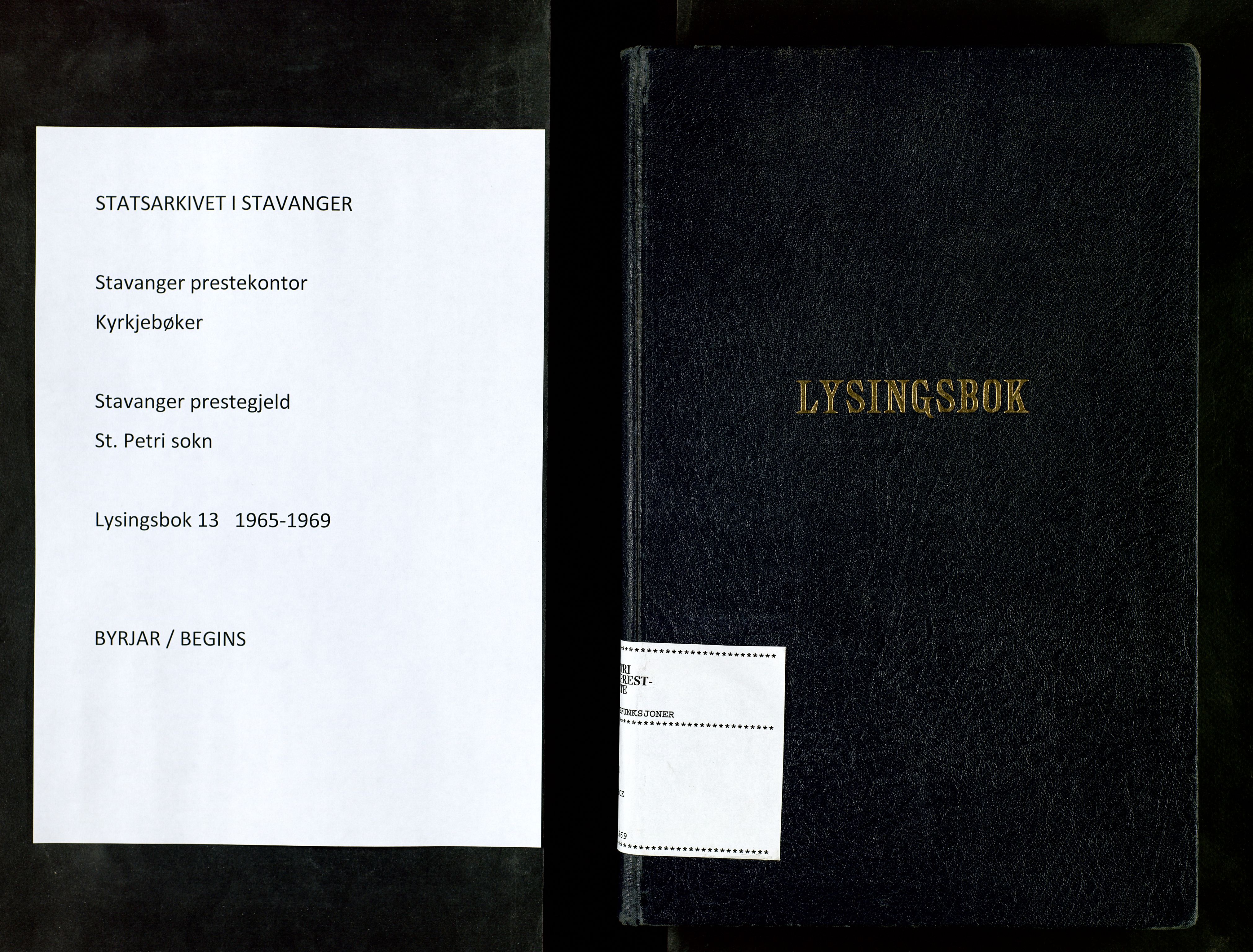 St. Petri sokneprestkontor, SAST/A-101813/001/70/705BA/L0013: Banns register no. 13, 1965-1969