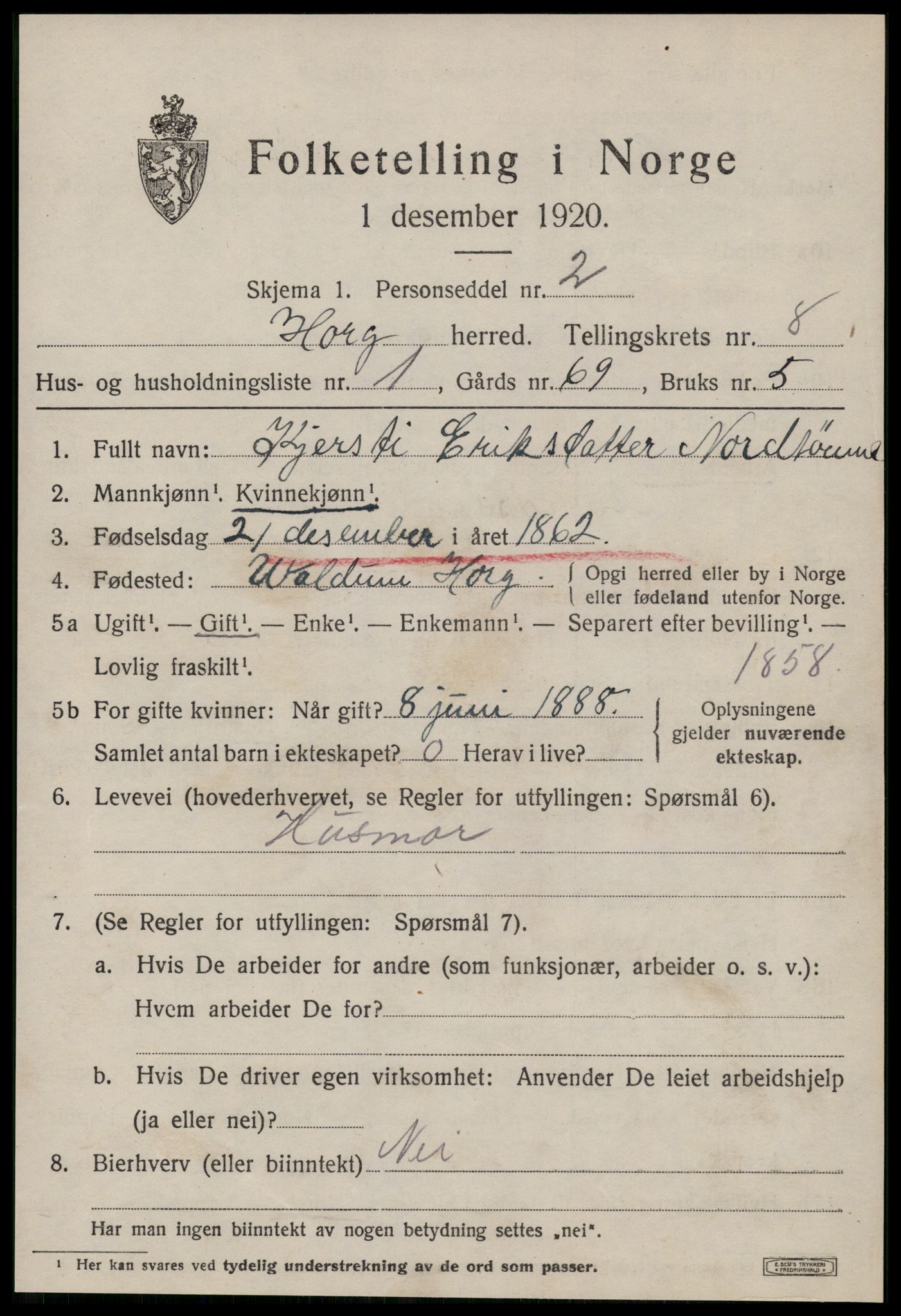 SAT, 1920 census for Horg, 1920, p. 4818