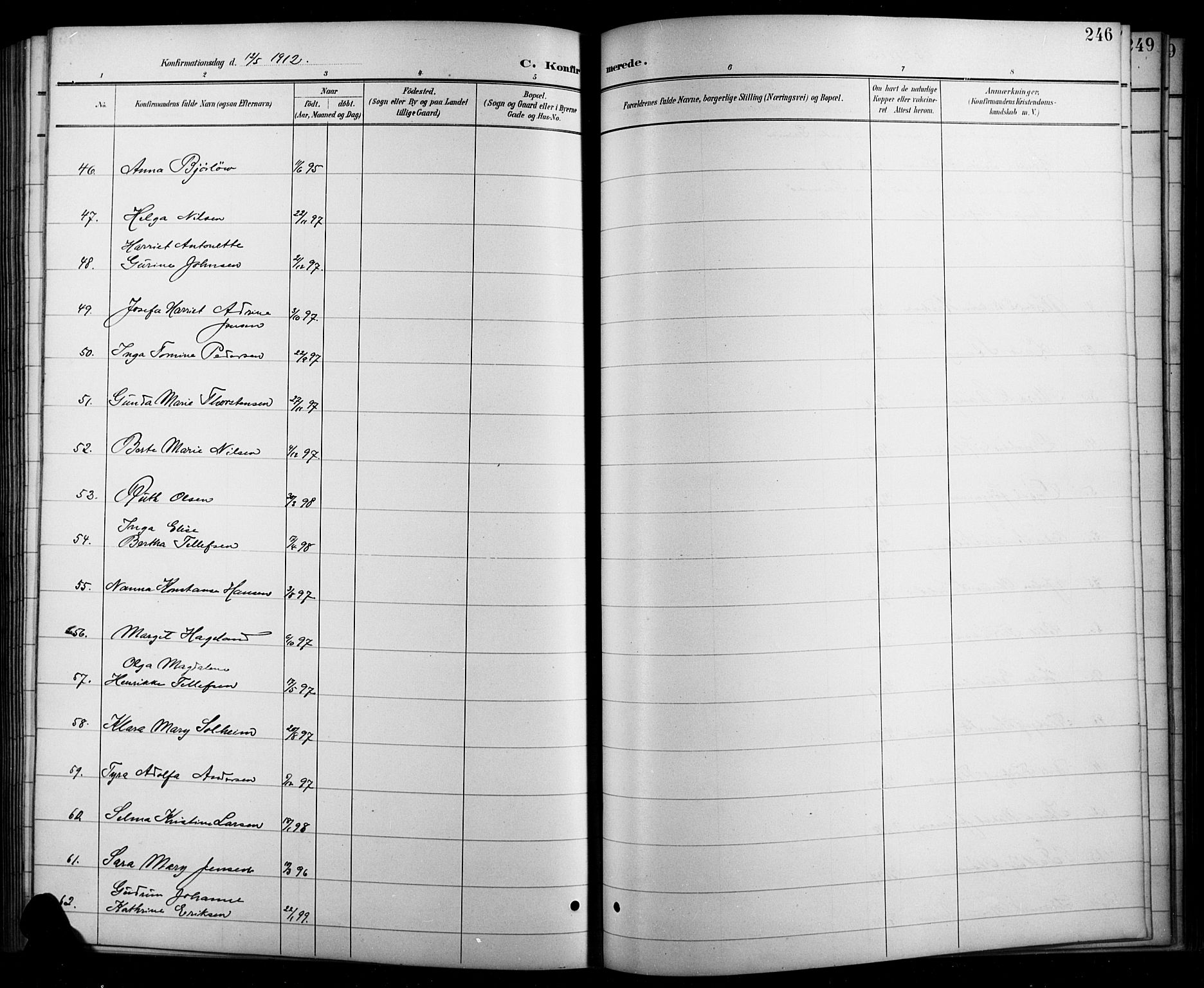 Arendal sokneprestkontor, Trefoldighet, SAK/1111-0040/F/Fb/L0006: Parish register (copy) no. B 6, 1889-1916, p. 246