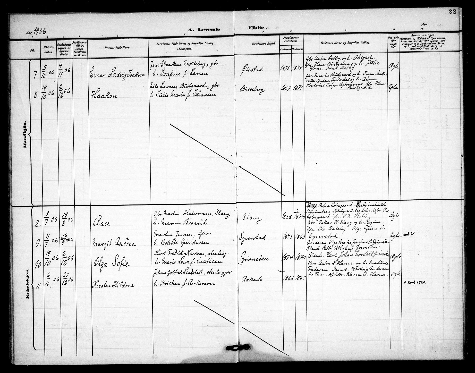 Skjeberg prestekontor Kirkebøker, AV/SAO-A-10923/F/Fc/L0002: Parish register (official) no. III 2, 1898-1915, p. 22