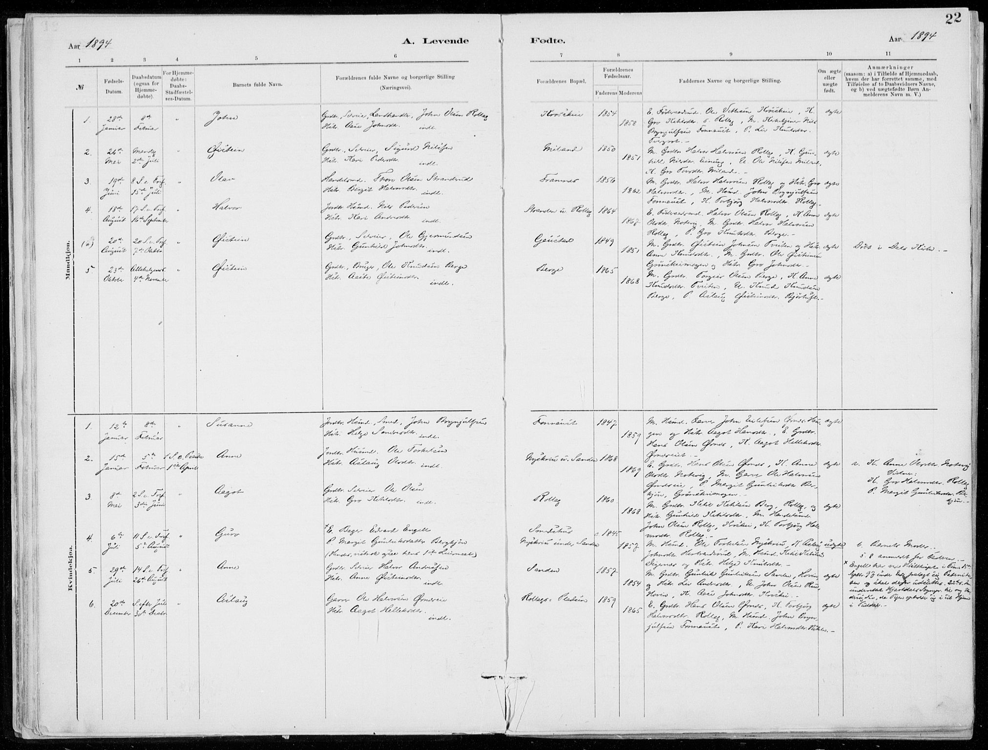 Tinn kirkebøker, SAKO/A-308/F/Fb/L0002: Parish register (official) no. II 2, 1878-1917, p. 22
