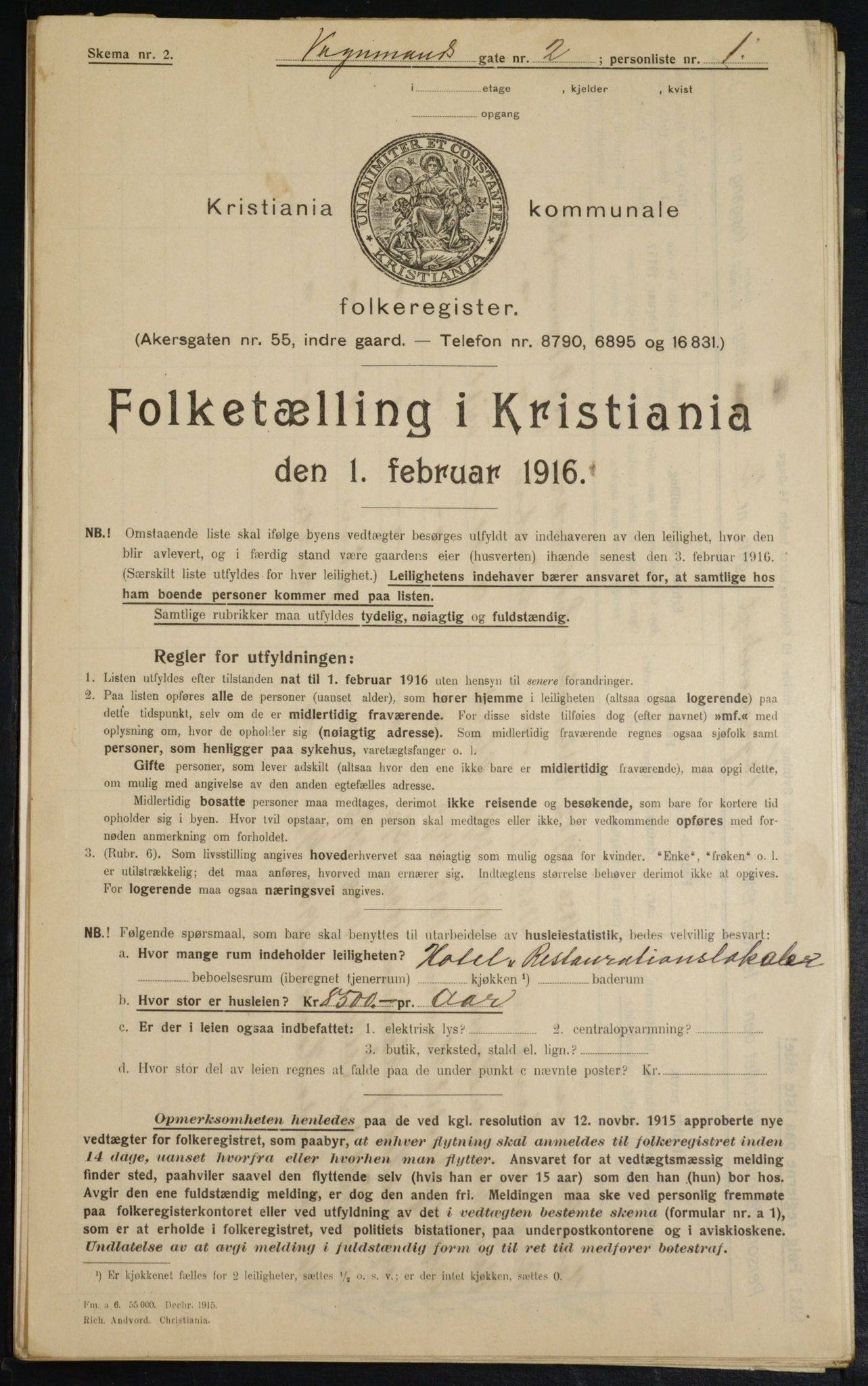 OBA, Municipal Census 1916 for Kristiania, 1916, p. 127806