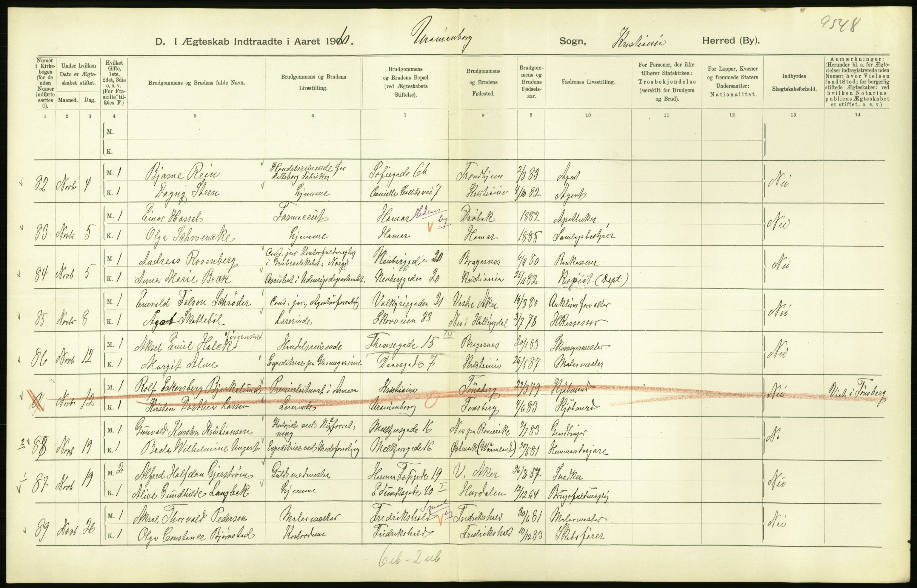 Statistisk sentralbyrå, Sosiodemografiske emner, Befolkning, AV/RA-S-2228/D/Df/Dfa/Dfah/L0009: Kristiania: Gifte og dødfødte., 1910, p. 662