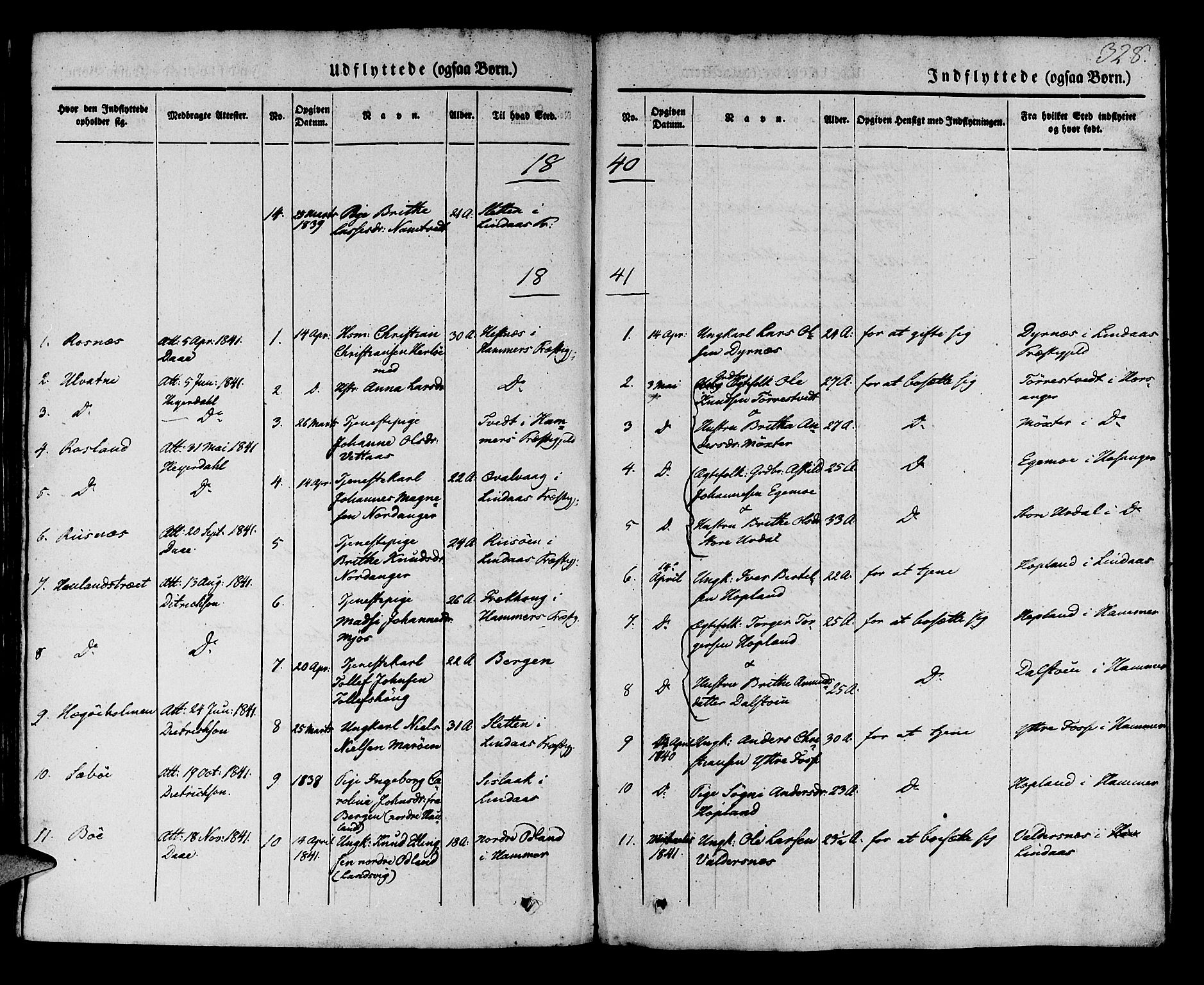 Manger sokneprestembete, AV/SAB-A-76801/H/Haa: Parish register (official) no. A 5, 1839-1848, p. 328