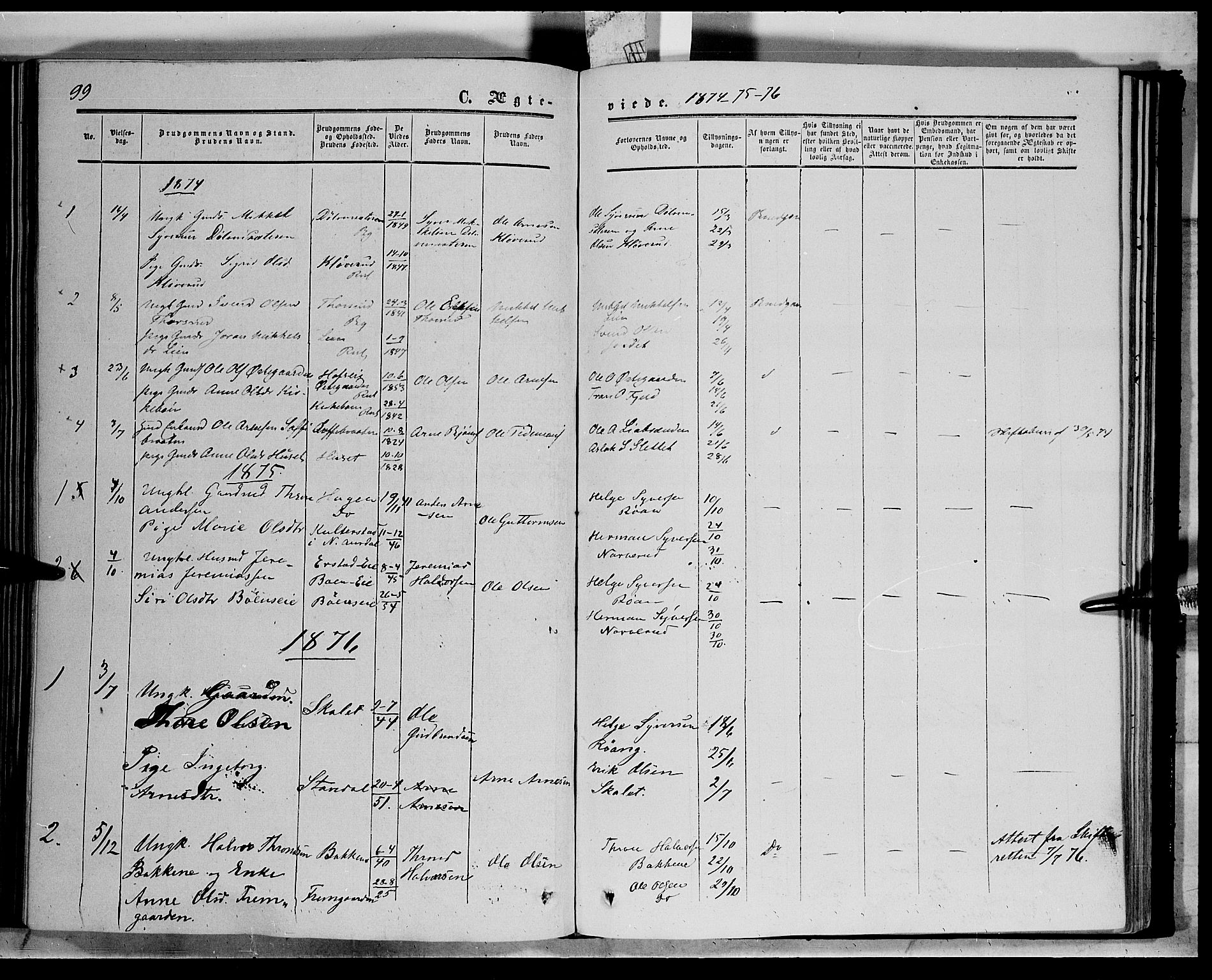 Sør-Aurdal prestekontor, SAH/PREST-128/H/Ha/Haa/L0006: Parish register (official) no. 6, 1849-1876, p. 99