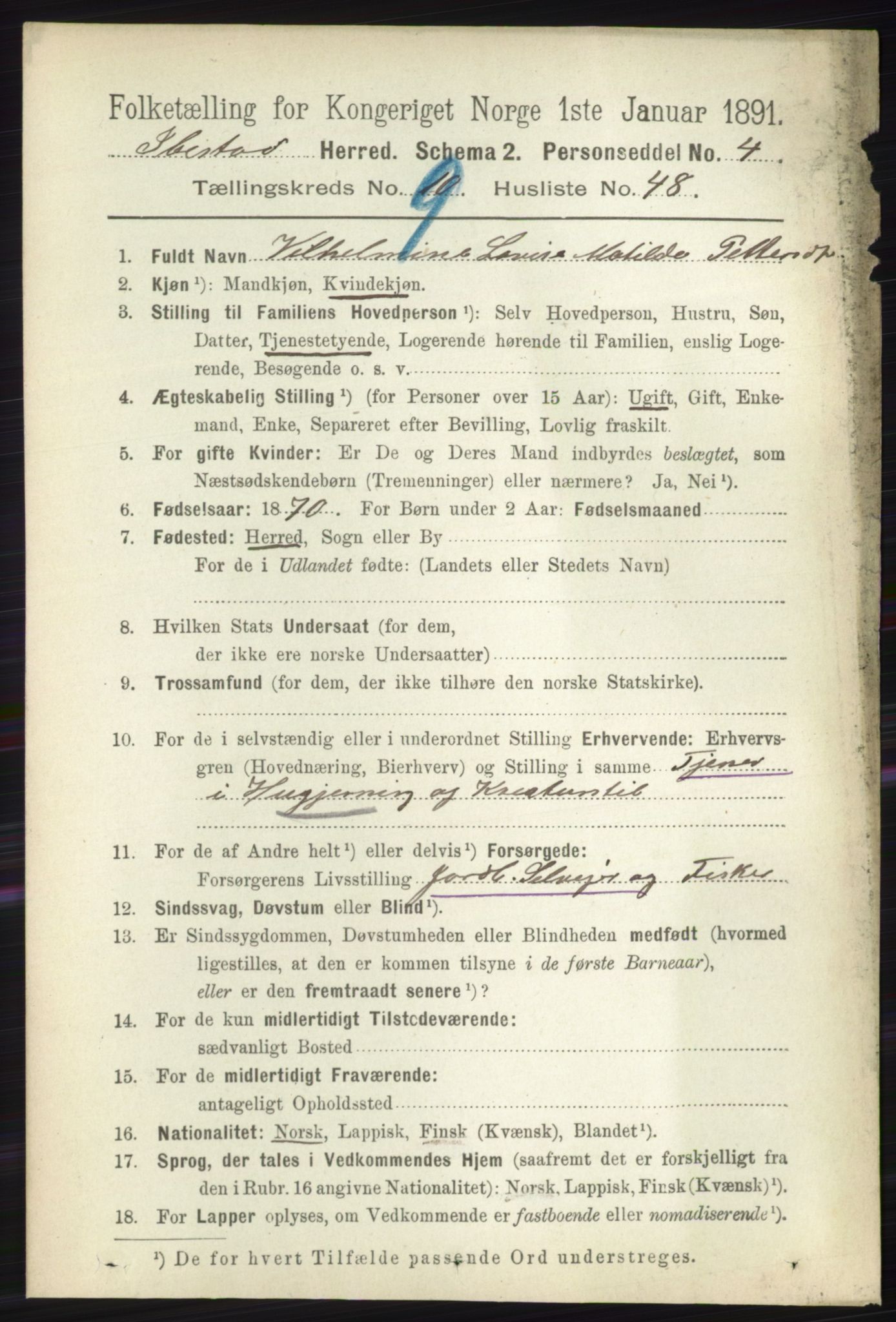 RA, 1891 census for 1917 Ibestad, 1891, p. 6276