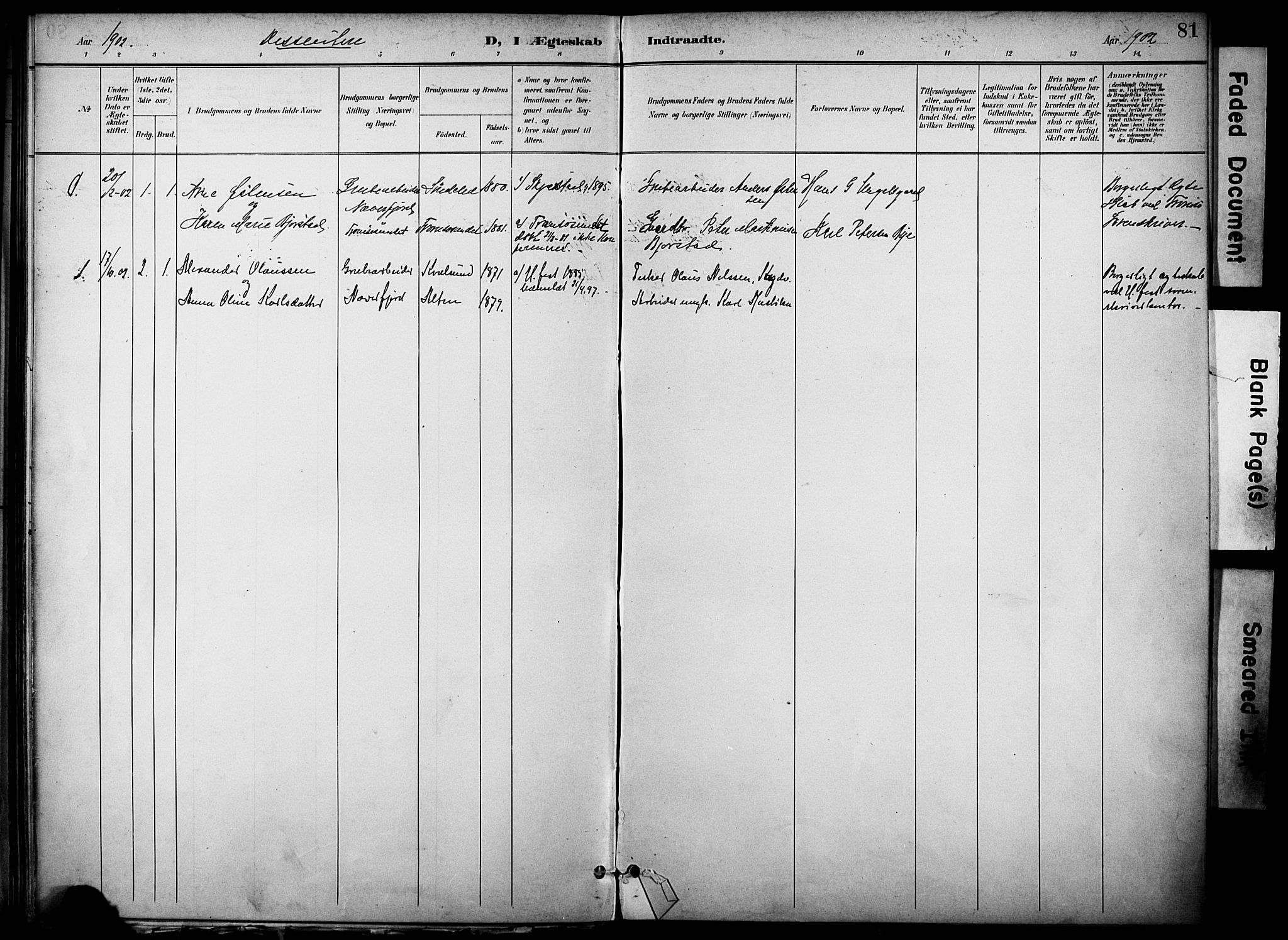 Hammerfest sokneprestkontor, SATØ/S-1347/H/Ha/L0012.kirke: Parish register (official) no. 12, 1898-1908, p. 81