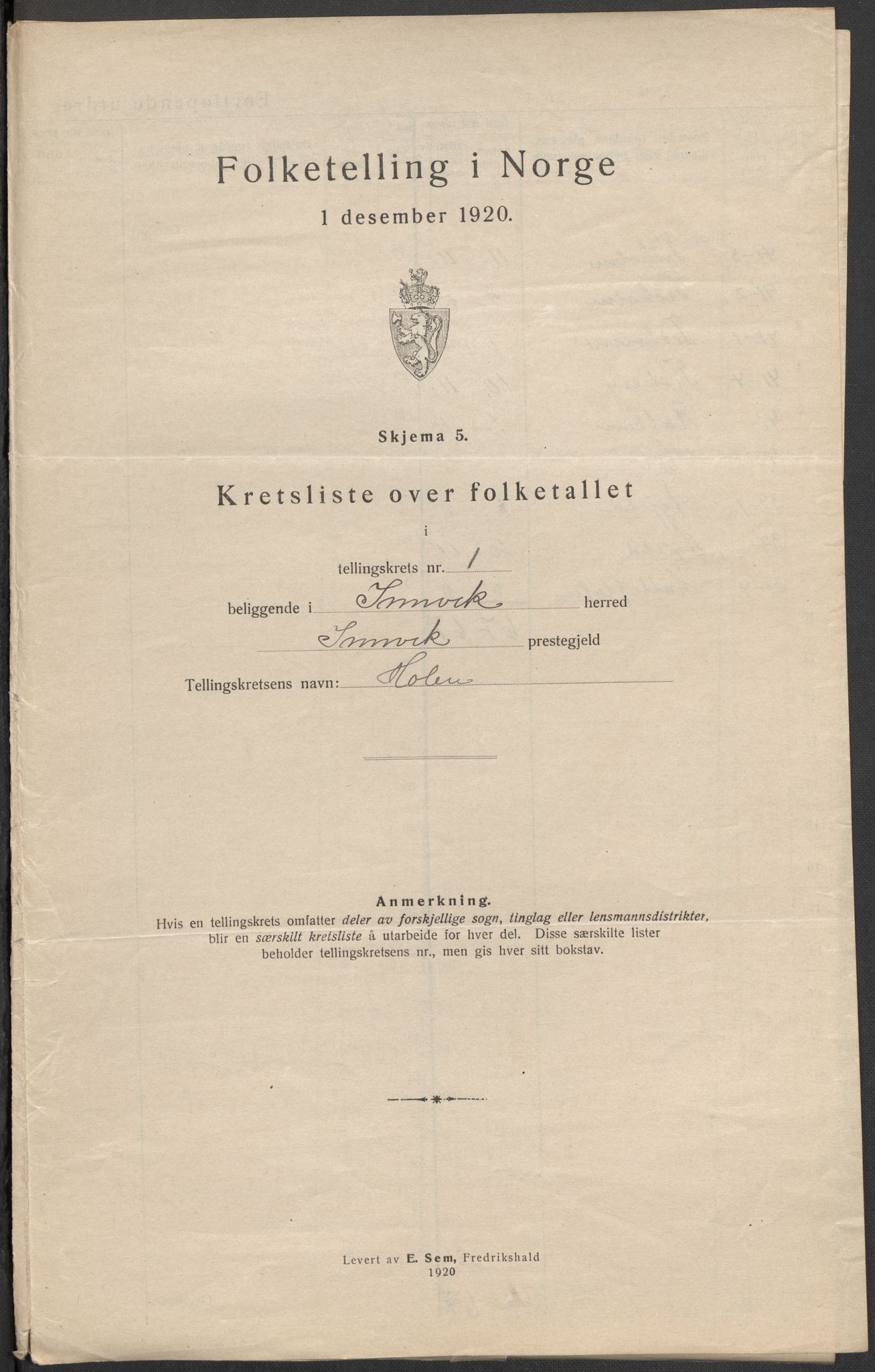 SAB, 1920 census for Innvik, 1920, p. 5