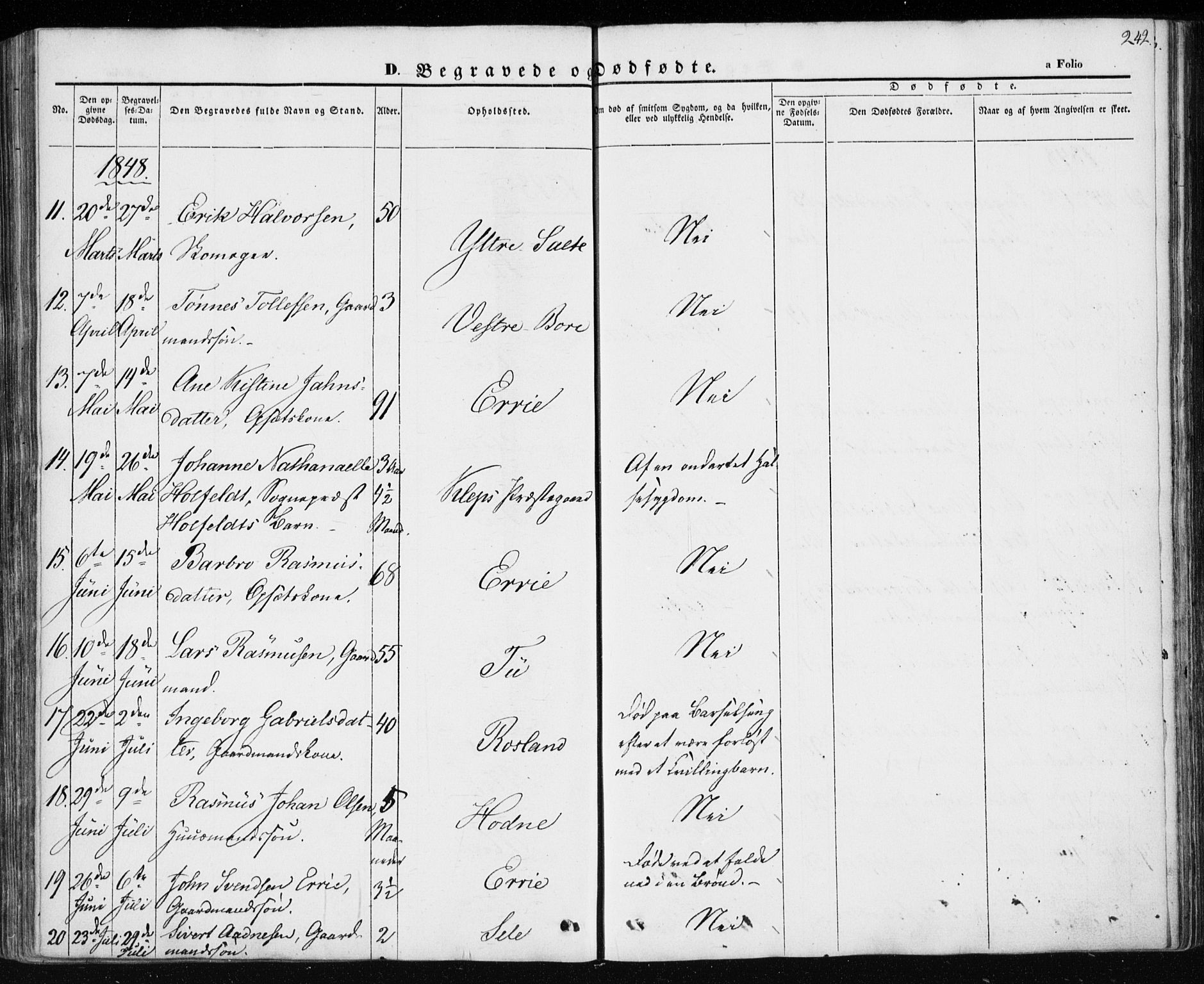 Klepp sokneprestkontor, AV/SAST-A-101803/001/3/30BA/L0004: Parish register (official) no. A 4, 1842-1852, p. 242