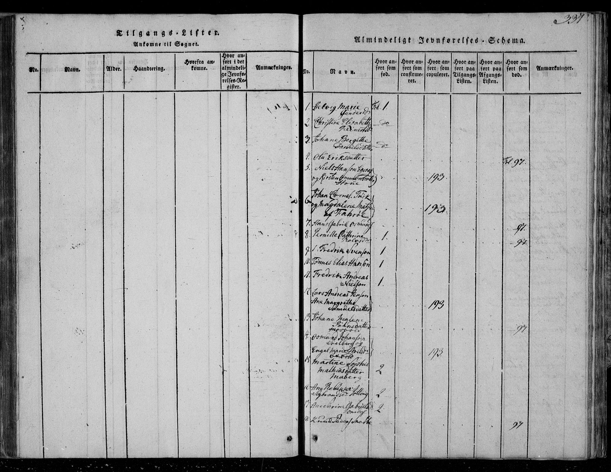 Lista sokneprestkontor, SAK/1111-0027/F/Fa/L0007: Parish register (official) no. A 7, 1816-1823, p. 337