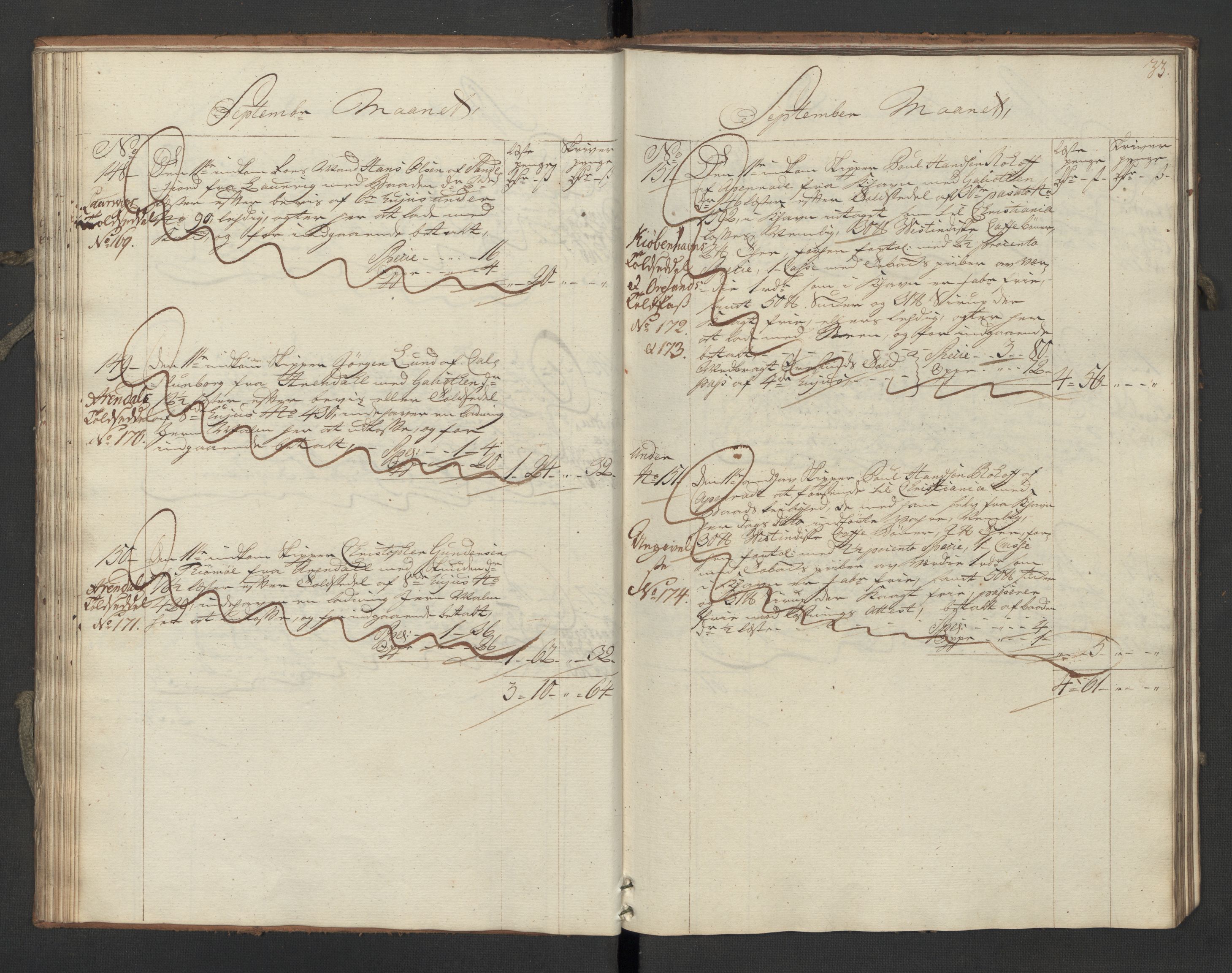 Generaltollkammeret, tollregnskaper, AV/RA-EA-5490/R06/L0062/0002: Tollregnskaper Kristiania / Inngående hovedtollbok Slependen, 1762, p. 32b-33a