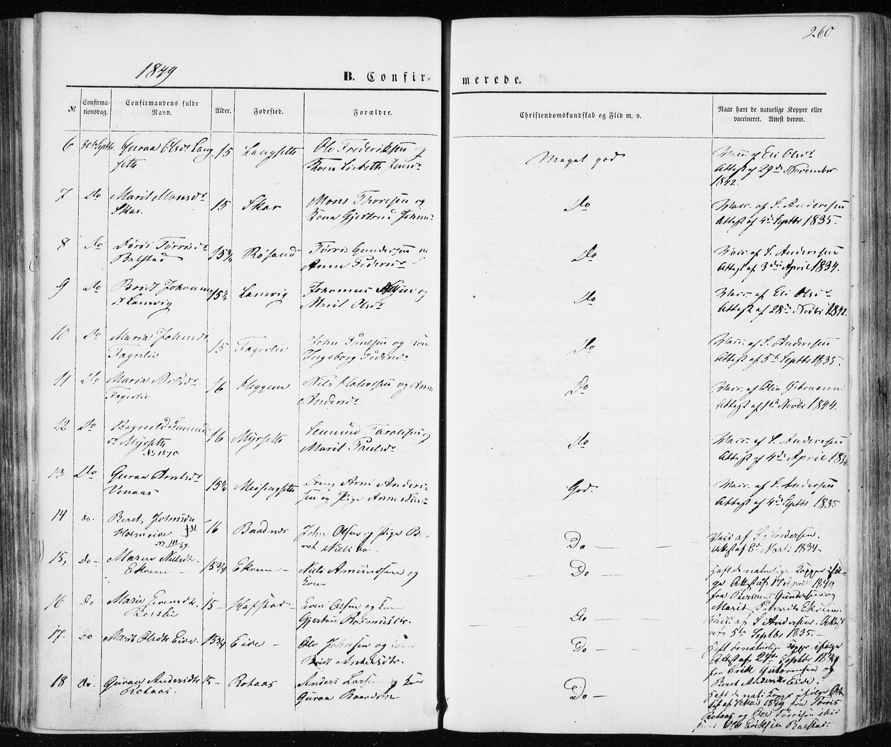 Ministerialprotokoller, klokkerbøker og fødselsregistre - Møre og Romsdal, AV/SAT-A-1454/586/L0984: Parish register (official) no. 586A10, 1844-1856, p. 260