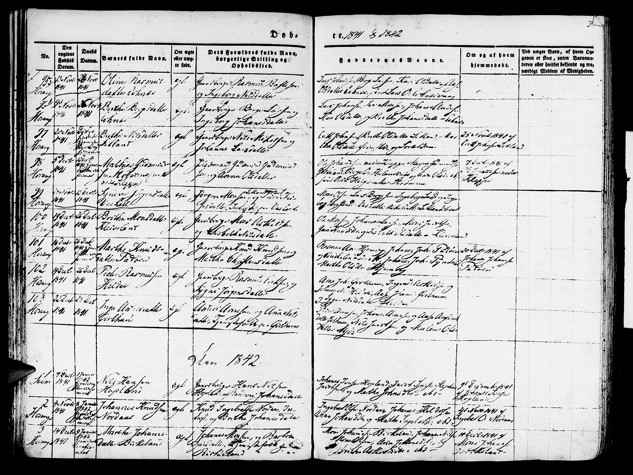 Hosanger sokneprestembete, SAB/A-75801/H/Haa: Parish register (official) no. A 7, 1835-1848, p. 39