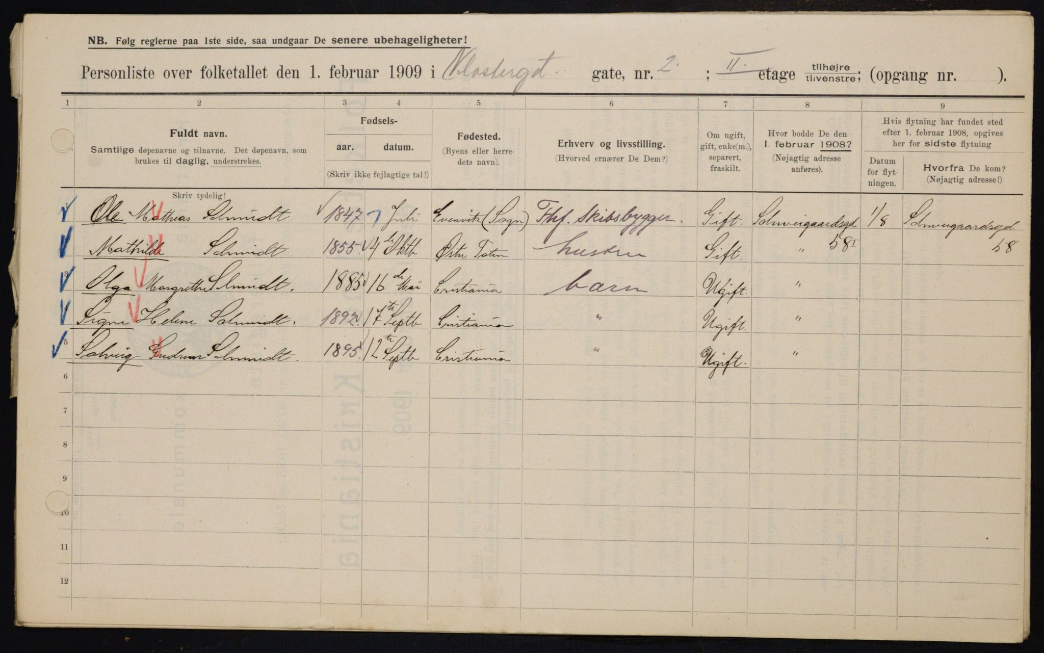 OBA, Municipal Census 1909 for Kristiania, 1909, p. 47755