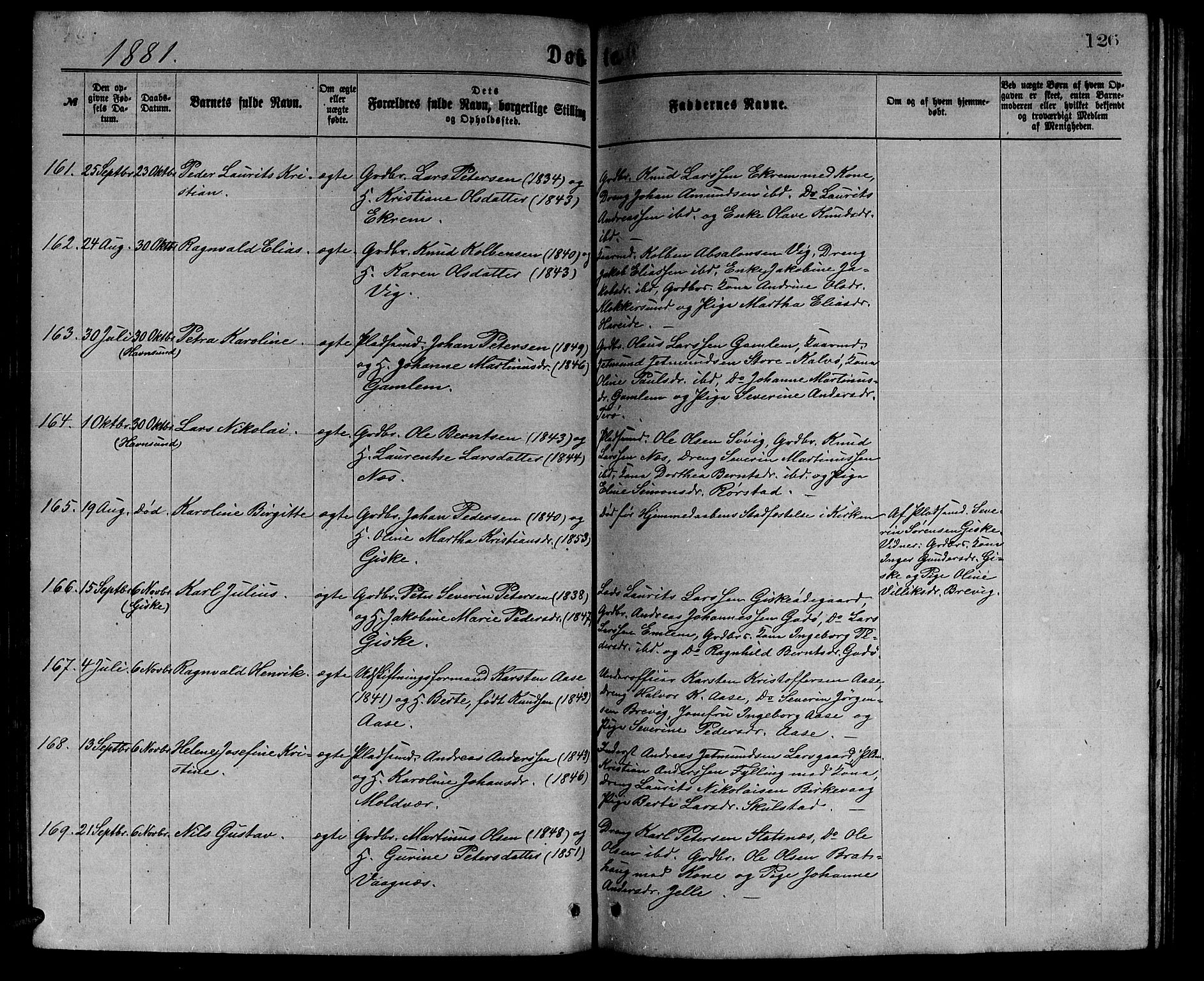 Ministerialprotokoller, klokkerbøker og fødselsregistre - Møre og Romsdal, AV/SAT-A-1454/528/L0429: Parish register (copy) no. 528C10, 1872-1886, p. 126