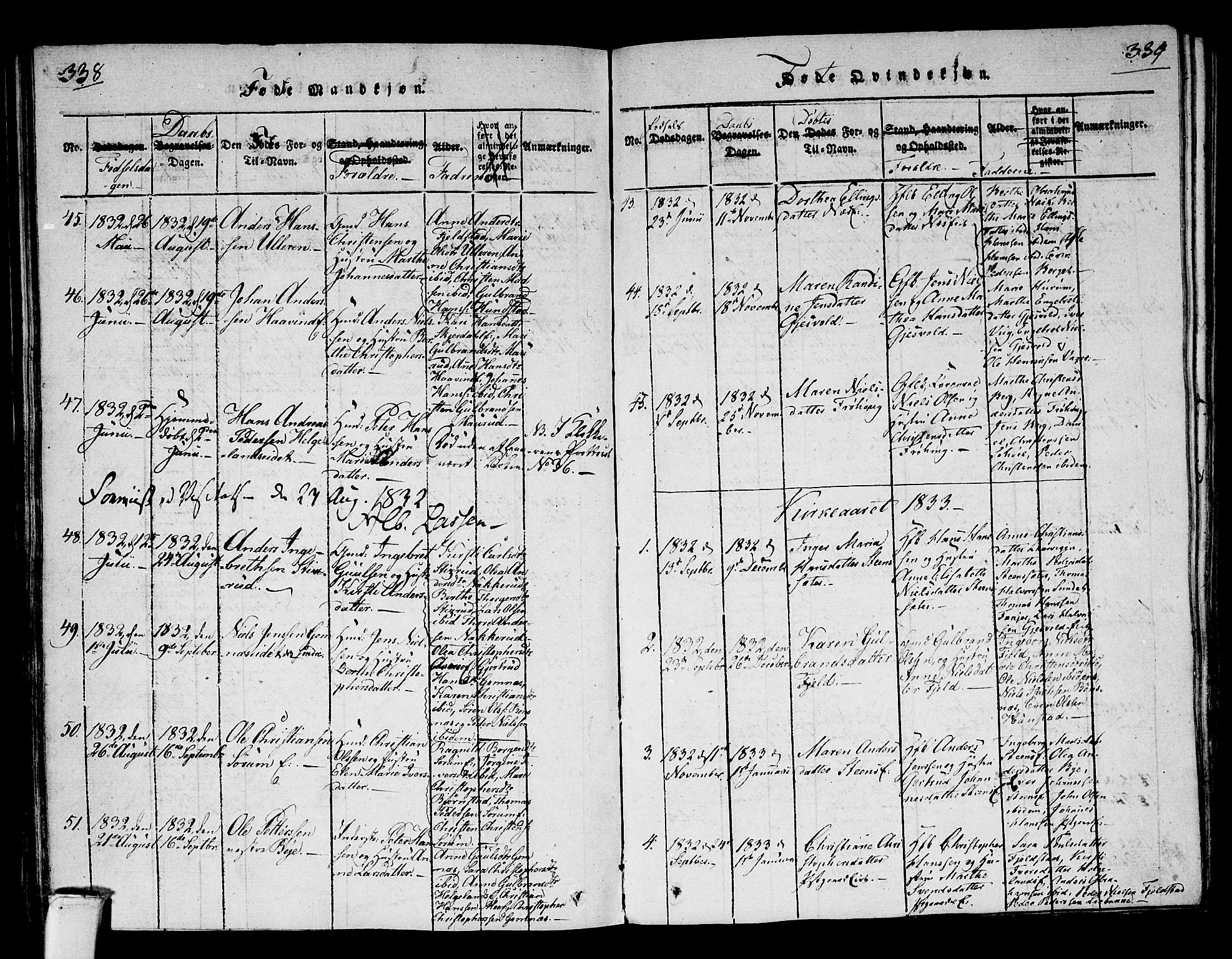 Hole kirkebøker, SAKO/A-228/F/Fa/L0004: Parish register (official) no. I 4, 1814-1833, p. 338-339