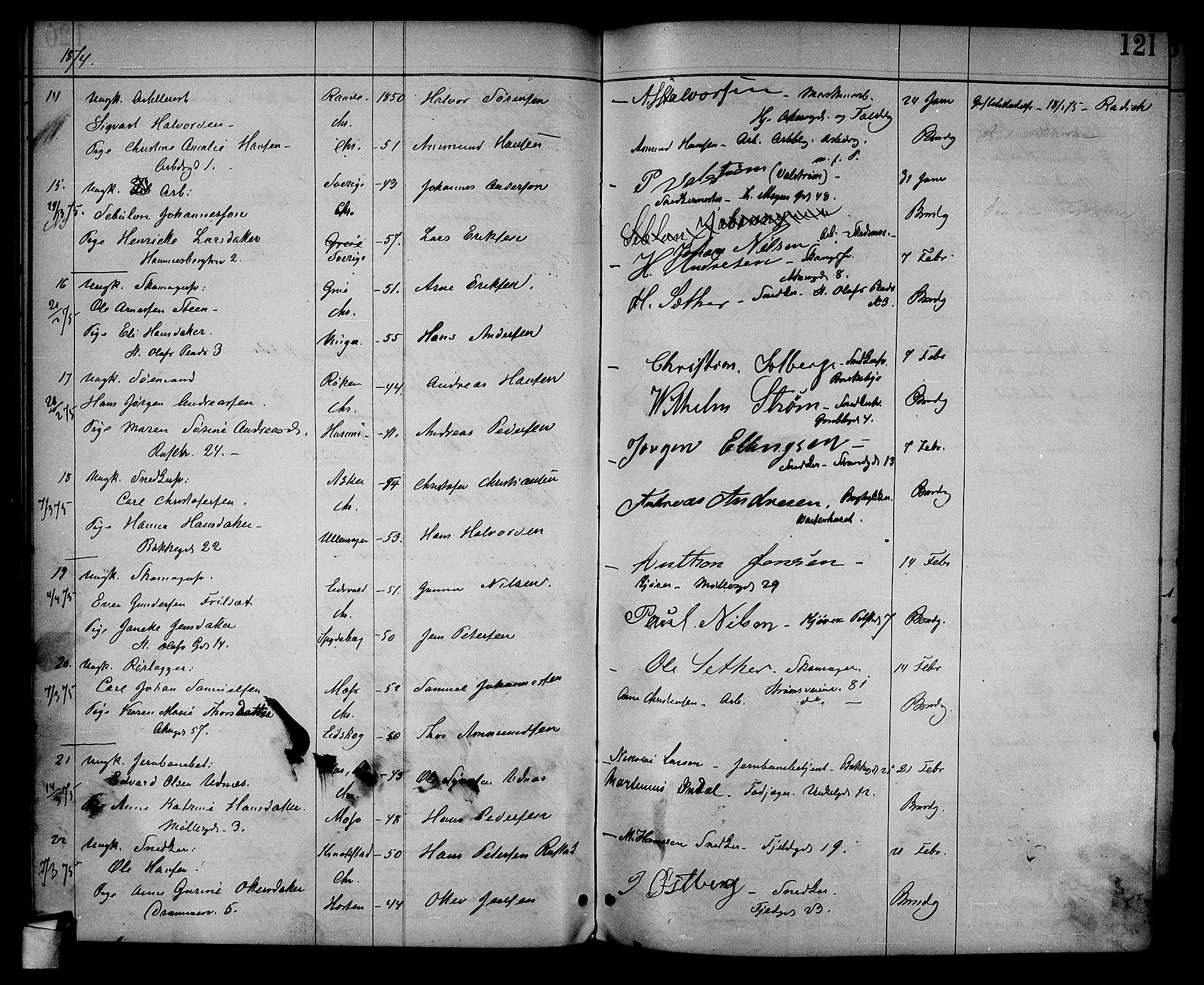 Trefoldighet prestekontor Kirkebøker, AV/SAO-A-10882/H/Ha/L0002: Banns register no. 2, 1870-1878, p. 121