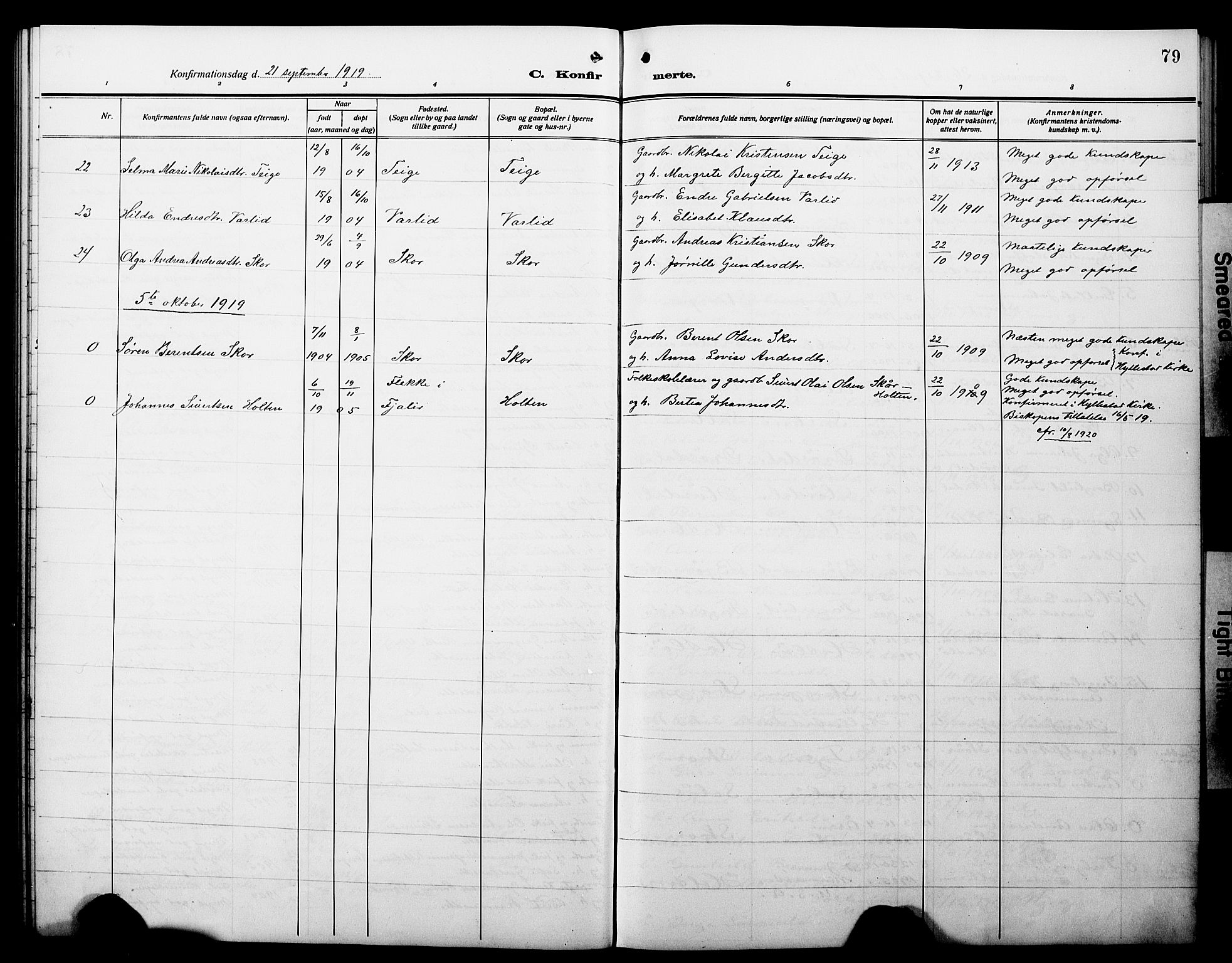 Hyllestad sokneprestembete, AV/SAB-A-80401: Parish register (copy) no. C 4, 1914-1927, p. 79